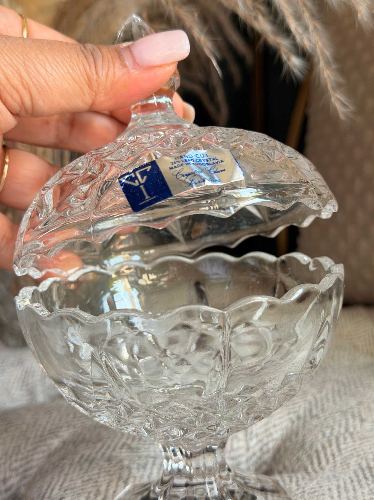 Handcut 24% Lead Crystal Made in Yugoslavia