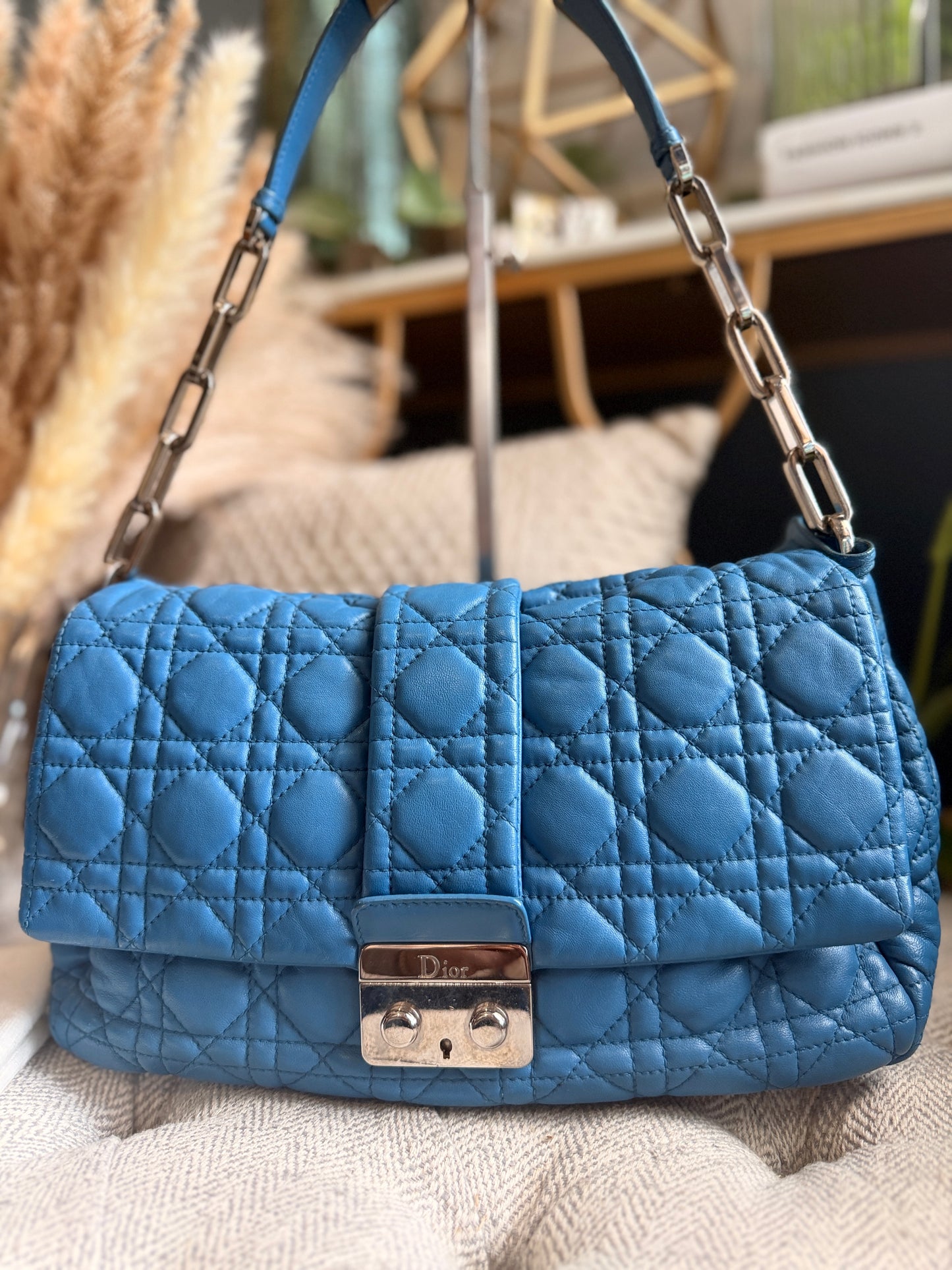 Christian Dior Cannage Quilted Lambskin Leather New Lock Flap Bag