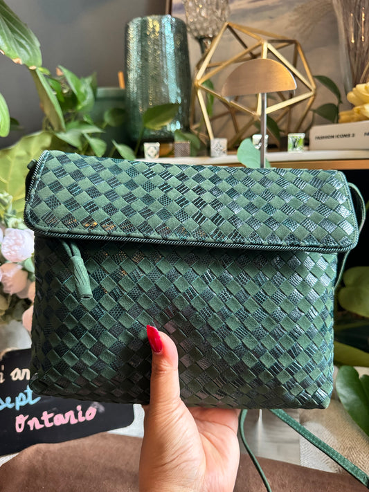 Bottega Veneta Emerald Green Vintage Intreciatto Crossbody