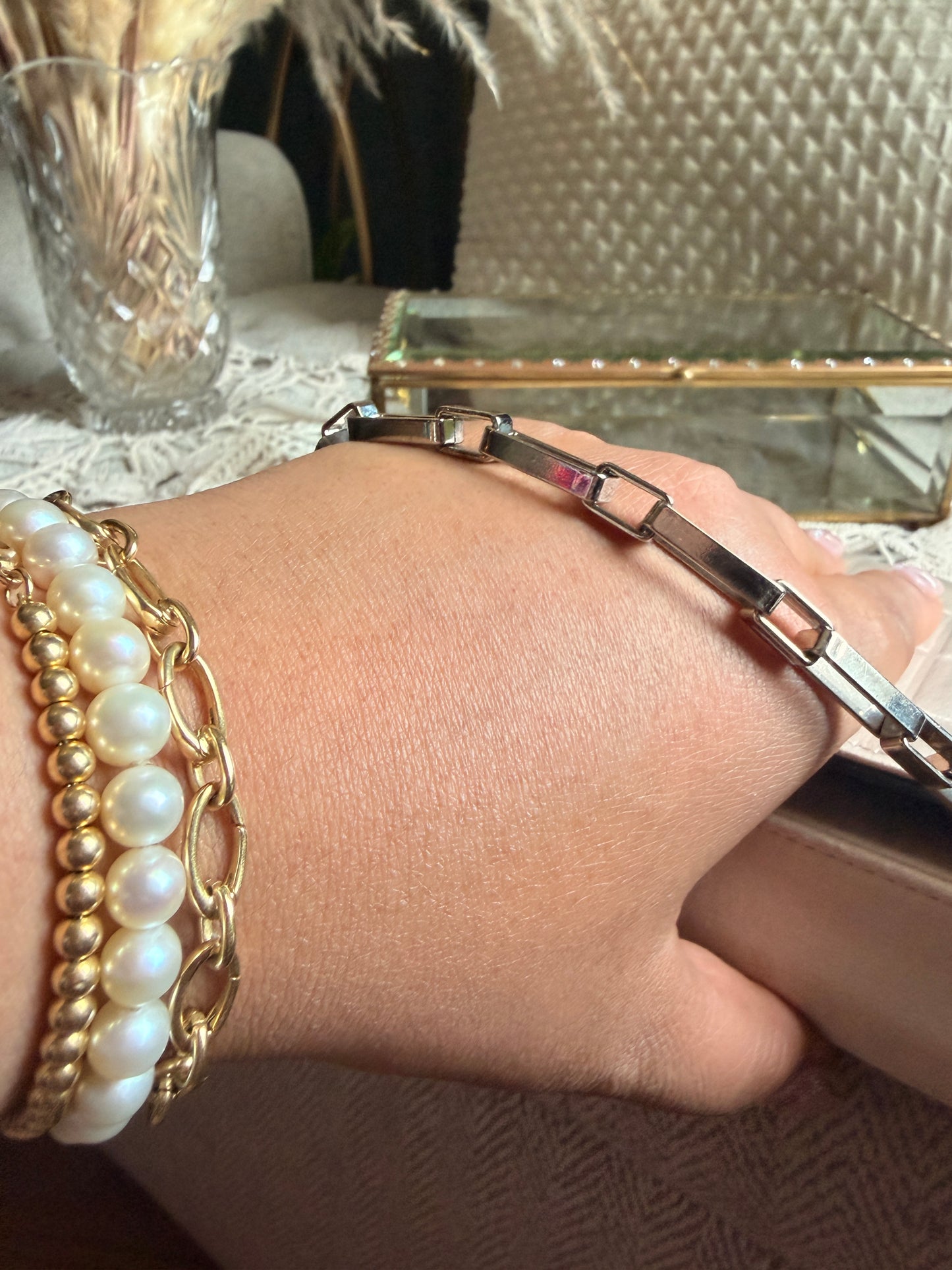 CHANEL Satin Chocolate Bar in Cream and Navy