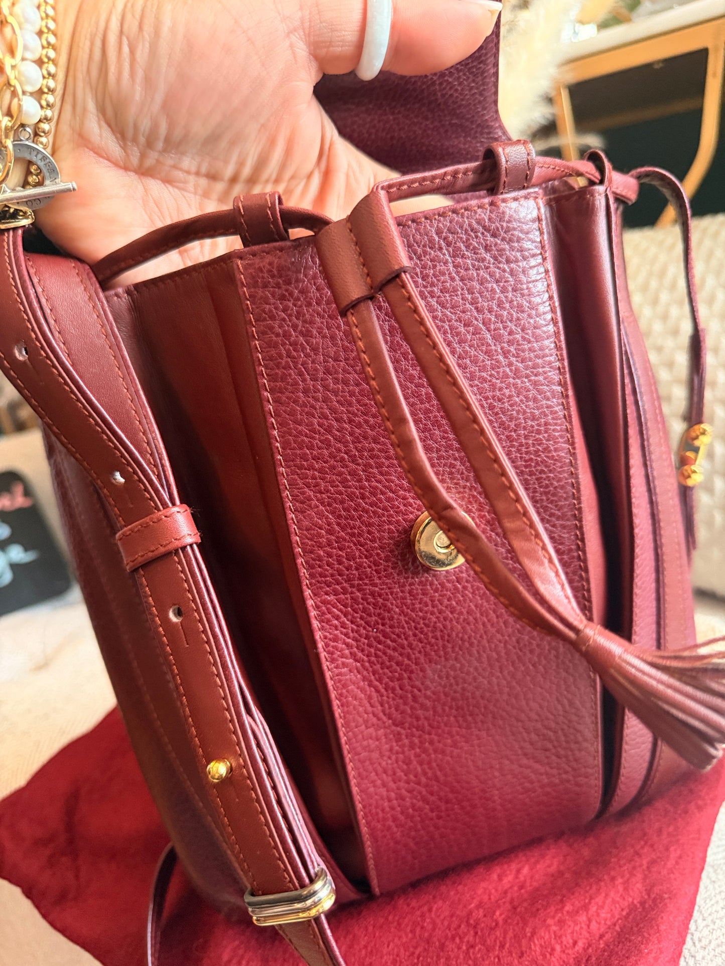 Cartier Vintage Burgundy Leather Crossbody