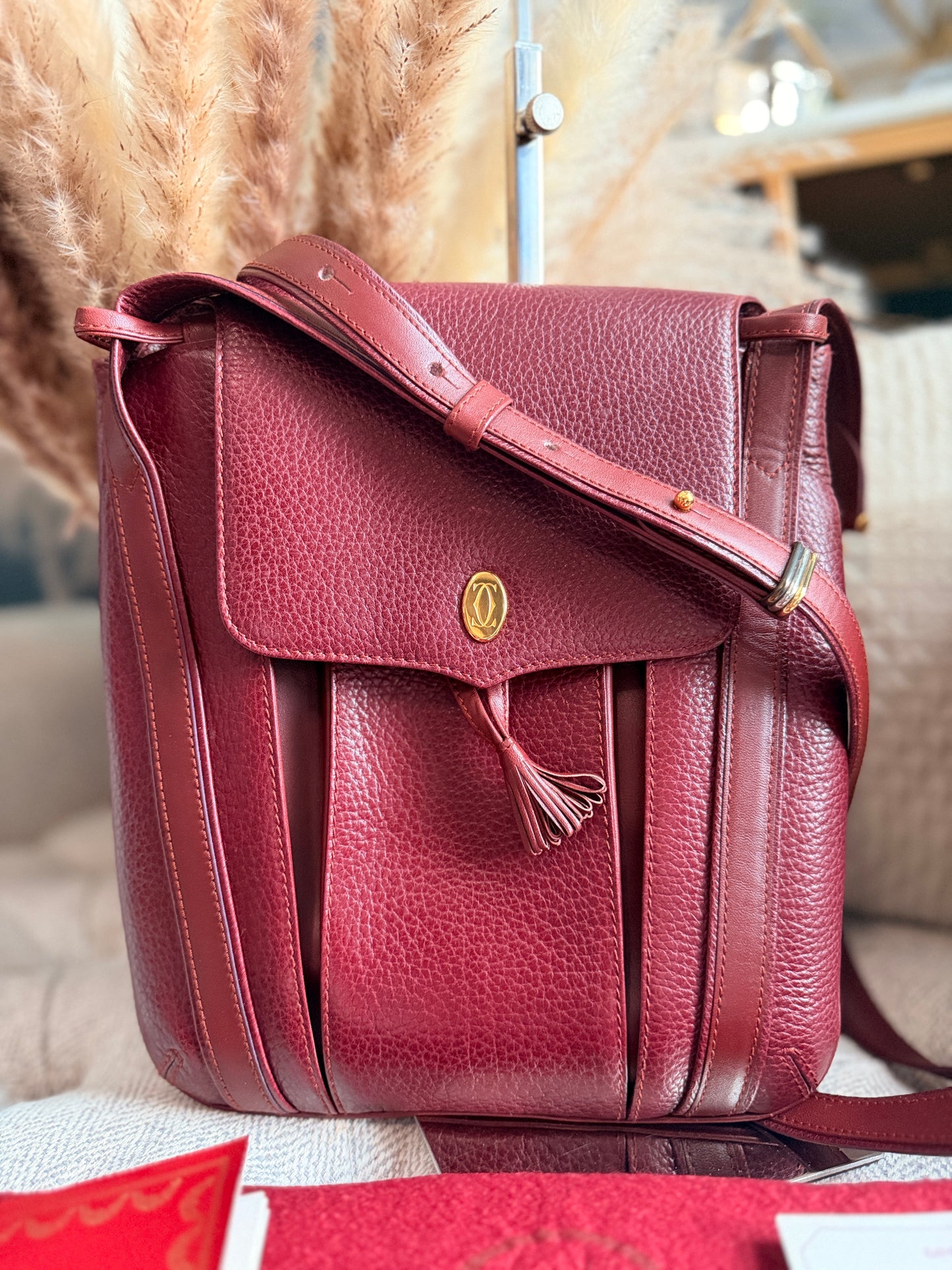 Cartier Vintage Burgundy Leather Crossbody