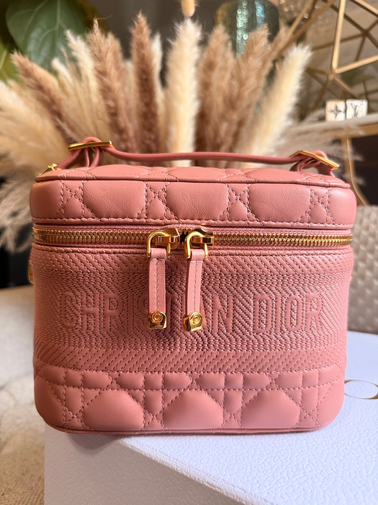 Christian Dior Lambskin Cannage Small Vanity Case