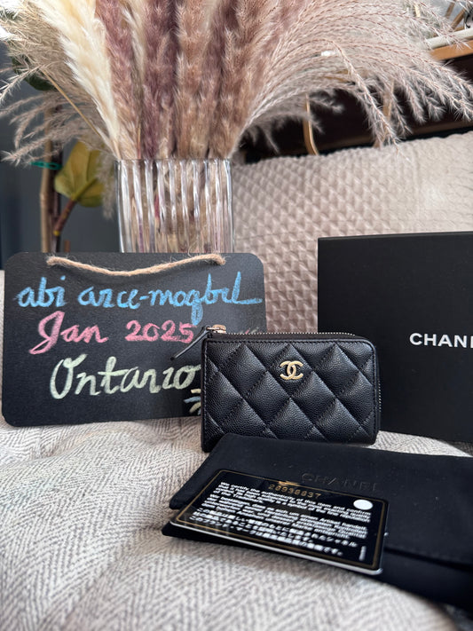 CHANEL Caviar Quilted Zipped Key Holder Case