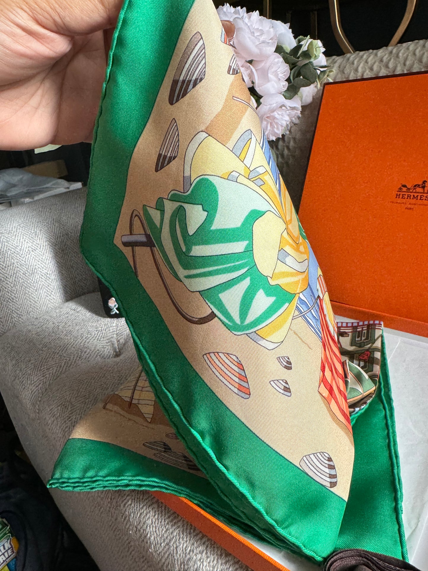 HERMÈS scarf “Charmes des Plages Normandes”