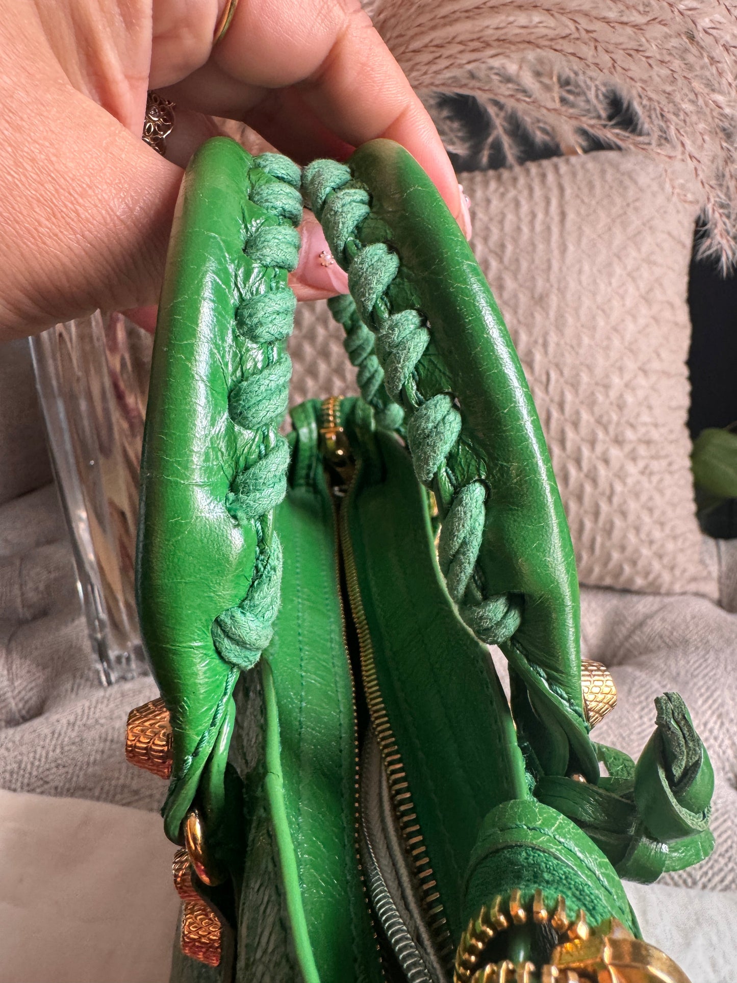 Balenciaga Mini City in Green with Gold Hardware