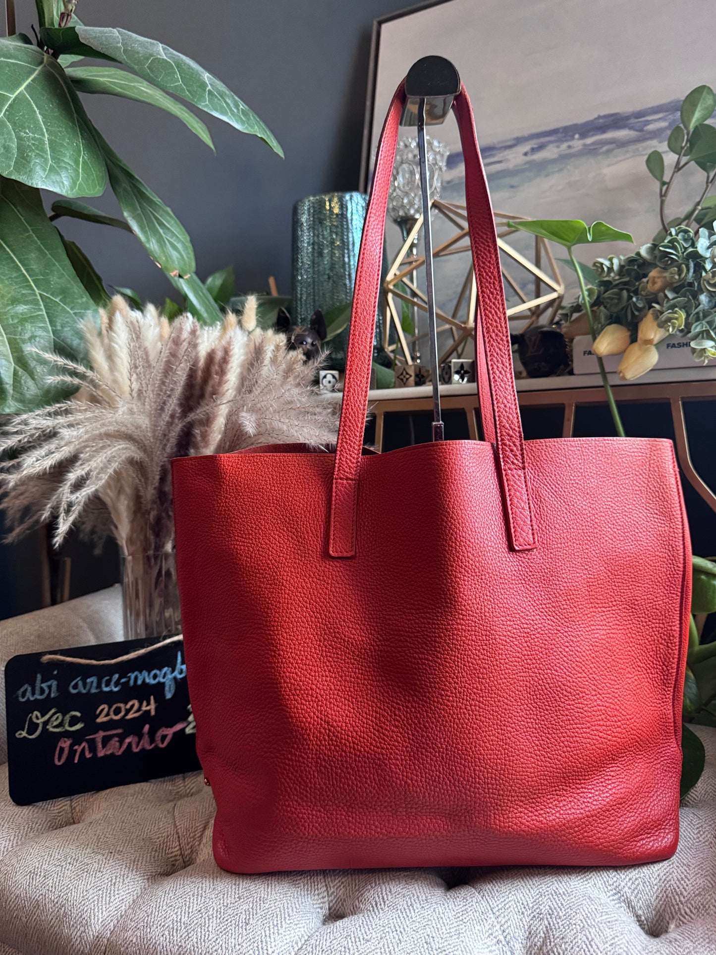 Prada Pebbled Leather Orange Tote