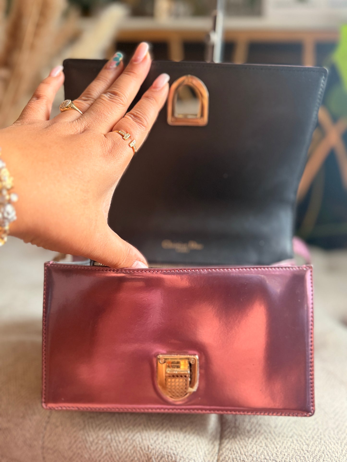 Christian Dior Diorama in Small-Metallic Pink