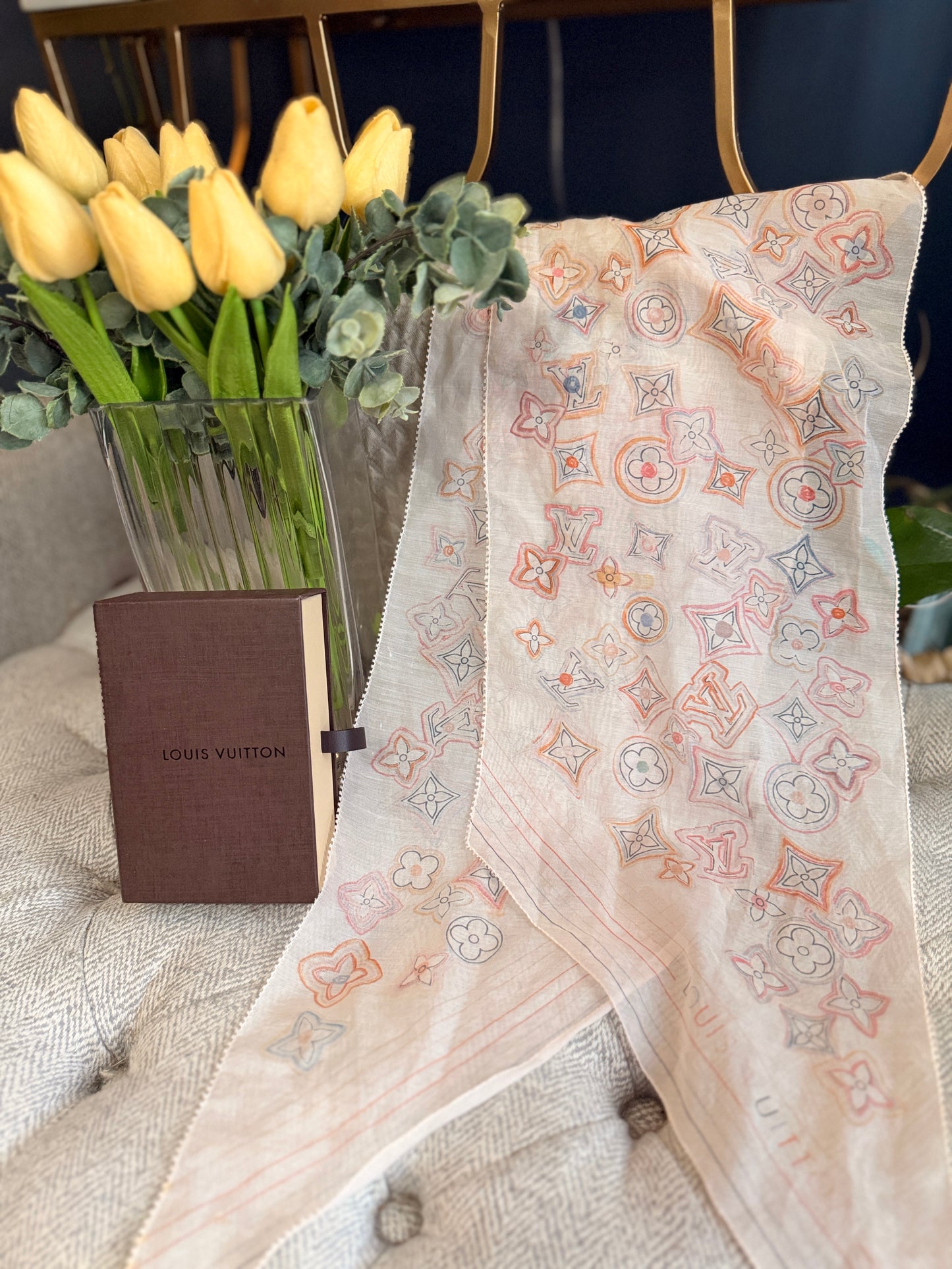 Louis Vuitton Light Pink Monogram Bandeau Scarf