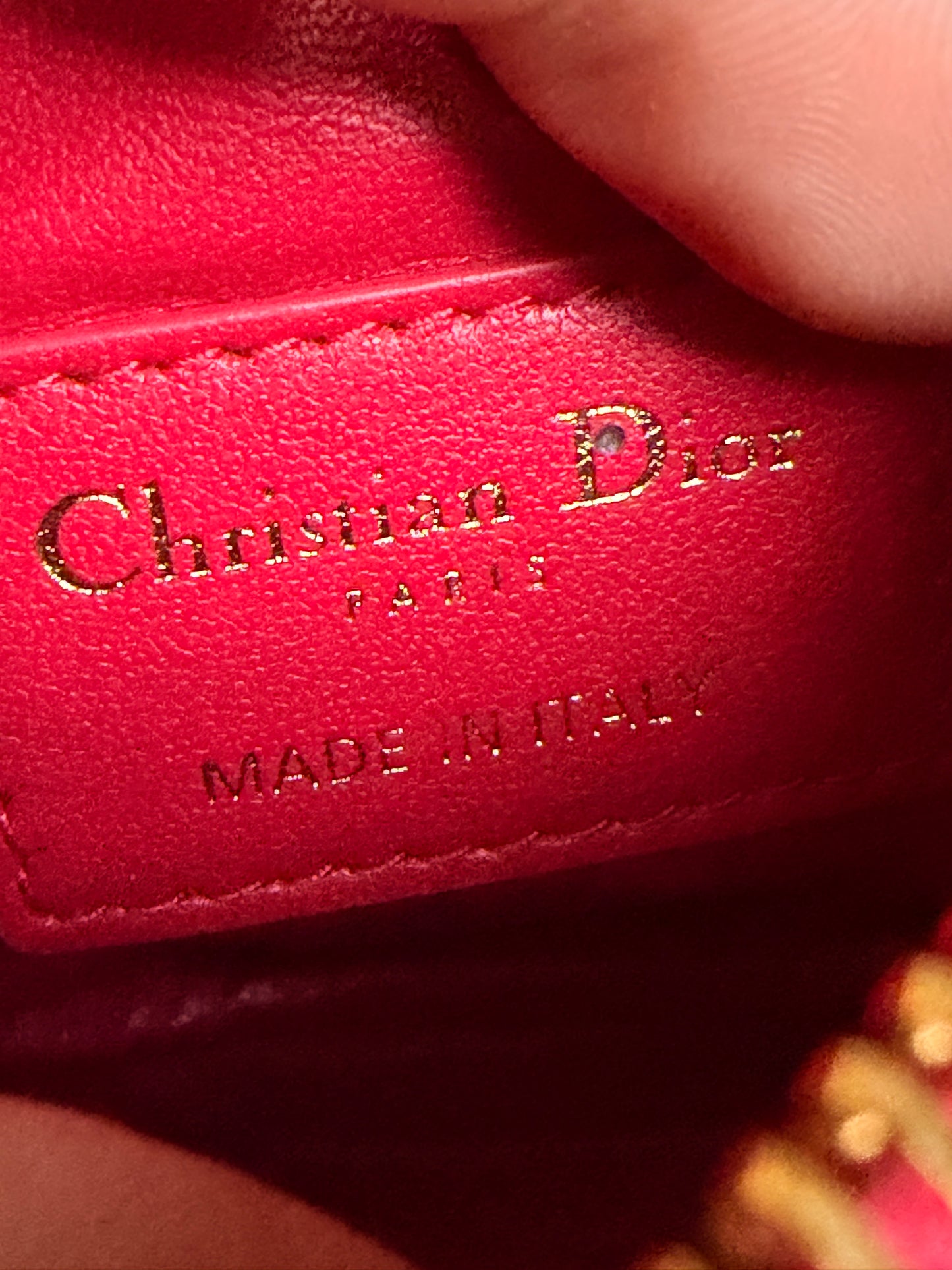 CHRISTIAN DIOR
Red Cannage Quilted Leather Mini Caro Coin Purse