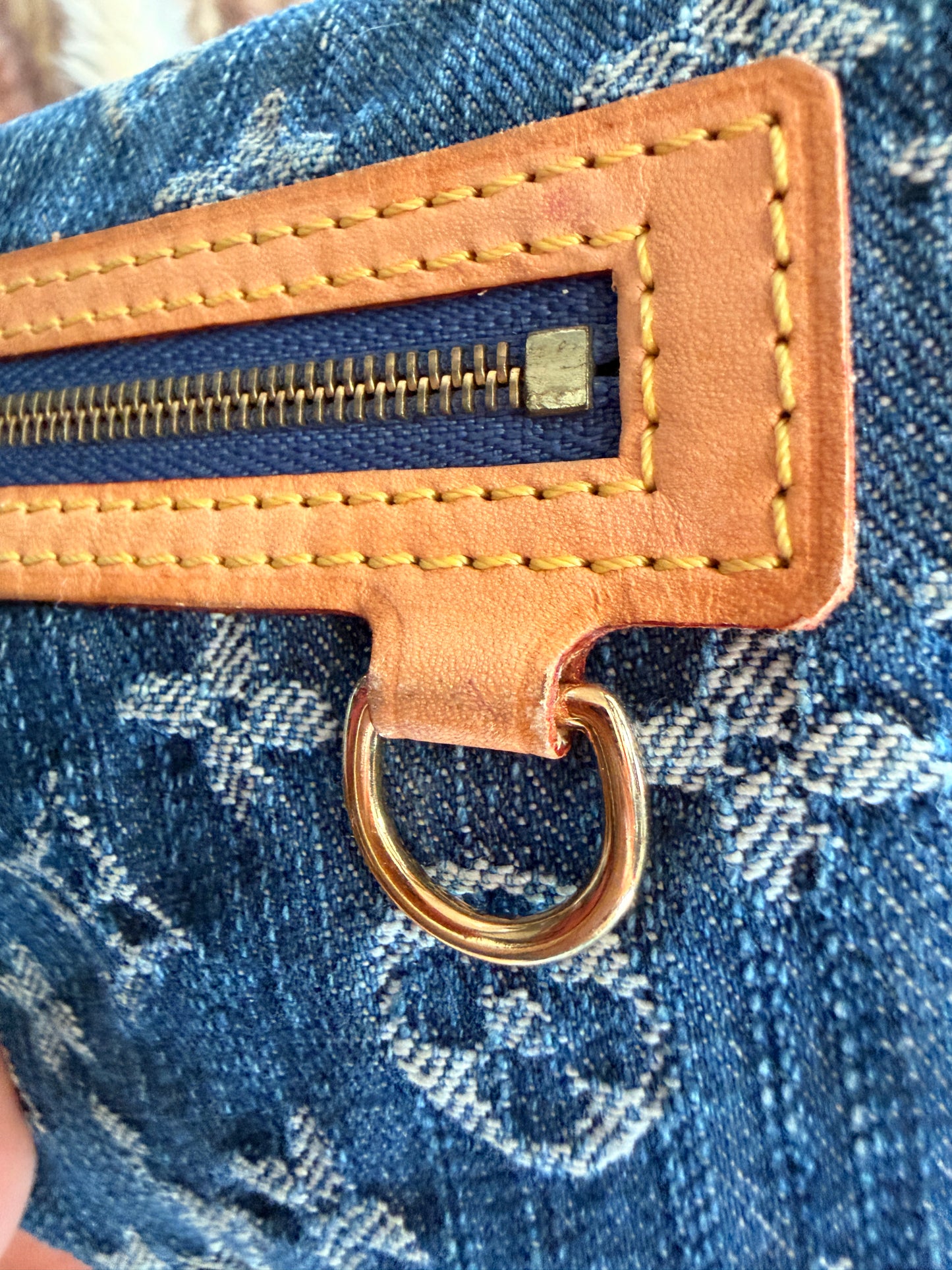 Louis Vuitton Blue Monogram Denim Pochette Plat clutch