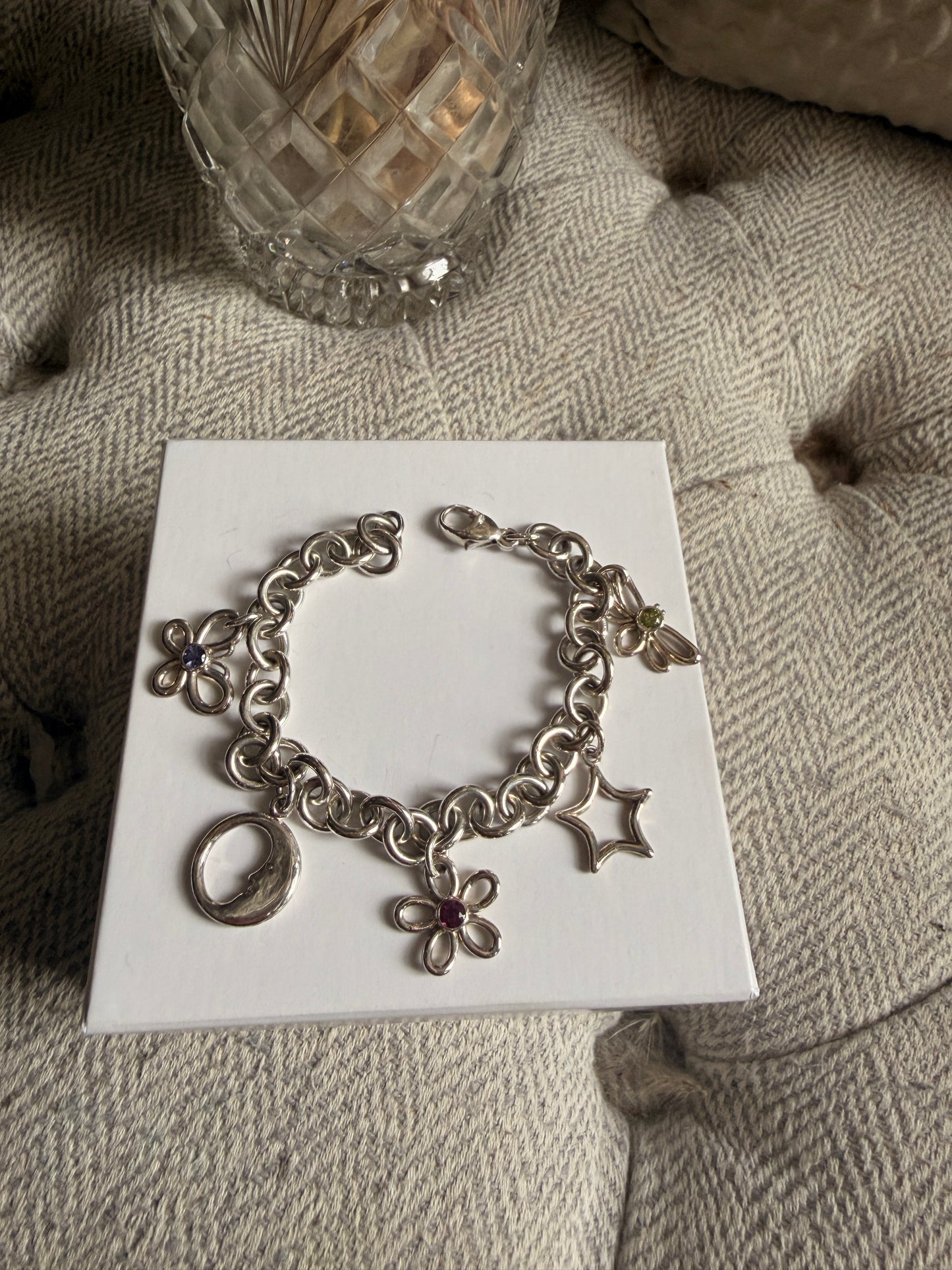 Tiffany & Co RARE Silver 925 Gemstone Nature Flower Moon Butterfly Bracelet