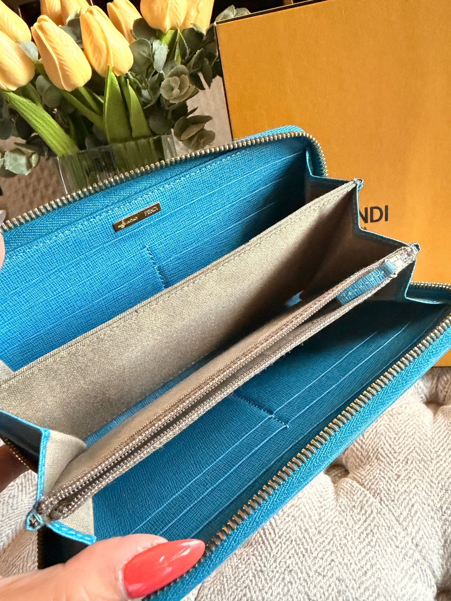 Fendi Zucca Turquoise Wallet