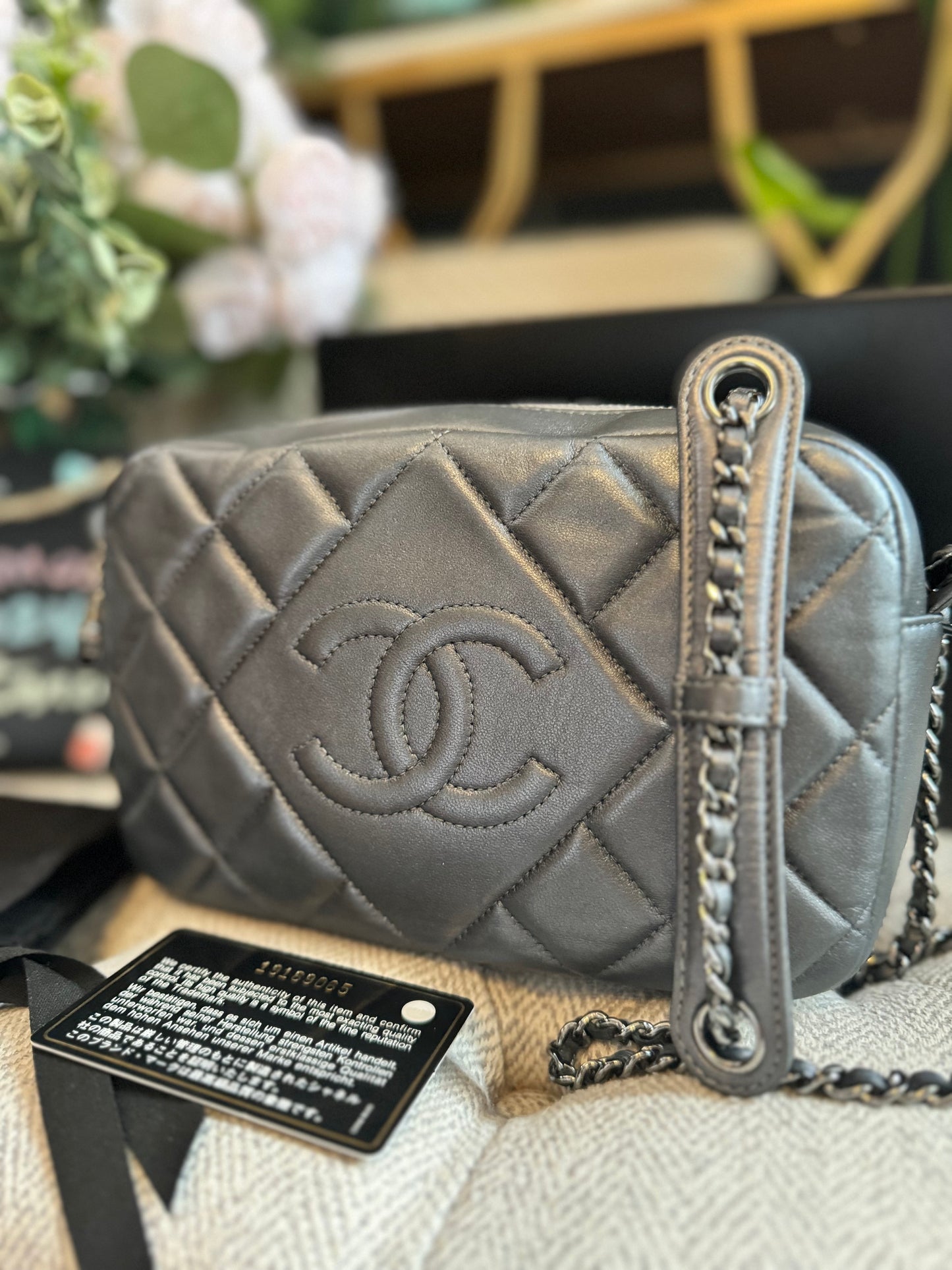 Chanel Diamond Stitch Camera Bag in Dark Silver Grey