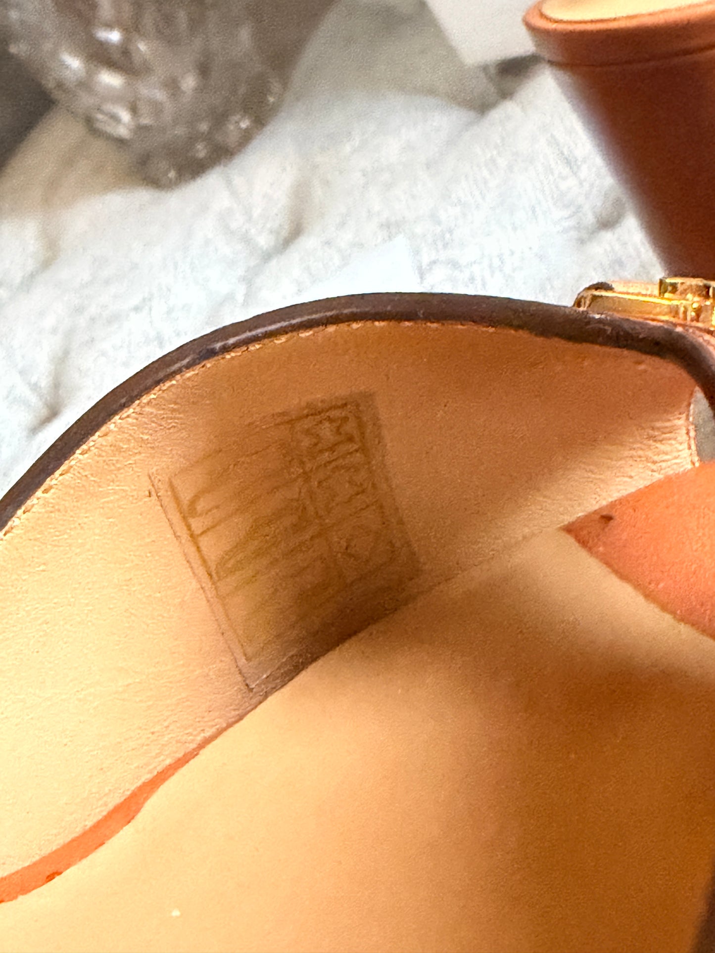 CELINE Triomphe Platform Leather Wedge Sandals