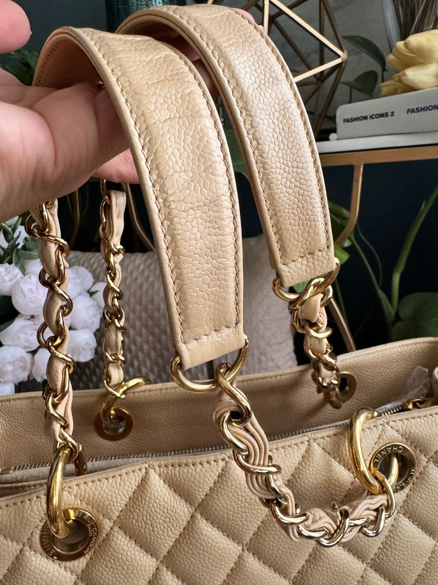 Chanel GST in Beige Caviar with Gold Hardware