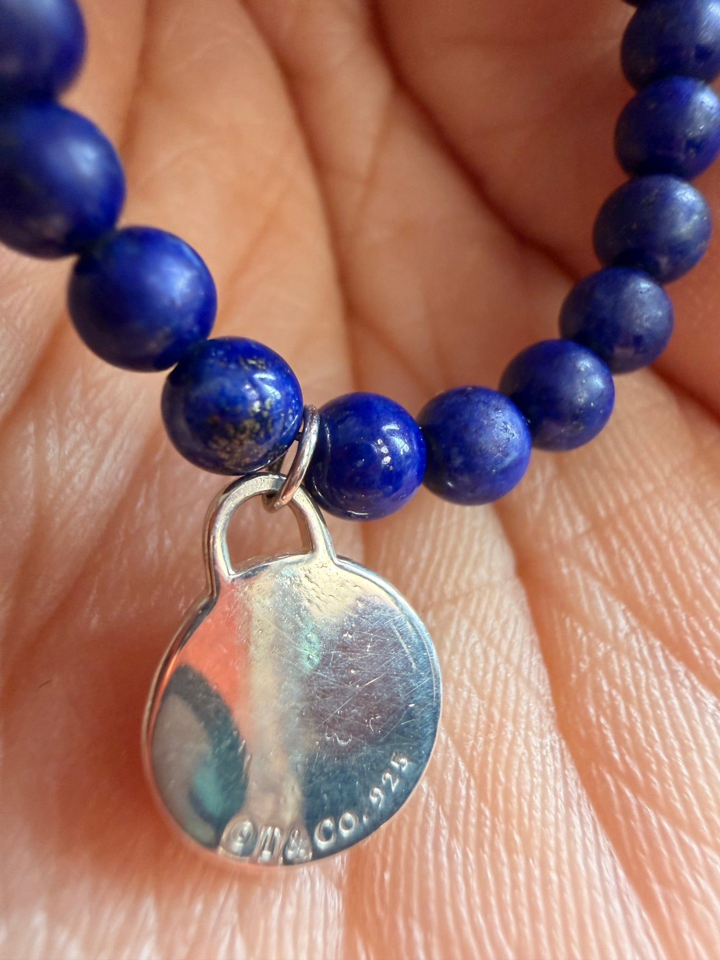 Tiffany&Co RETIRED Lapis Lazuli Return to Tiffany 4mm bead bracelet. HTF!
