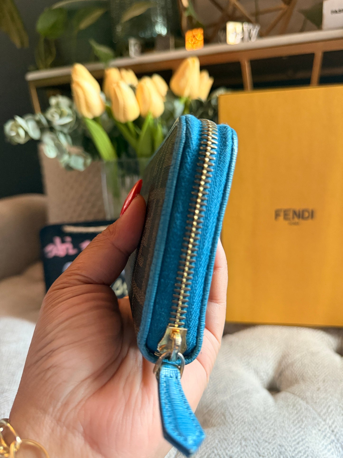 Fendi Zucca Turquoise Wallet