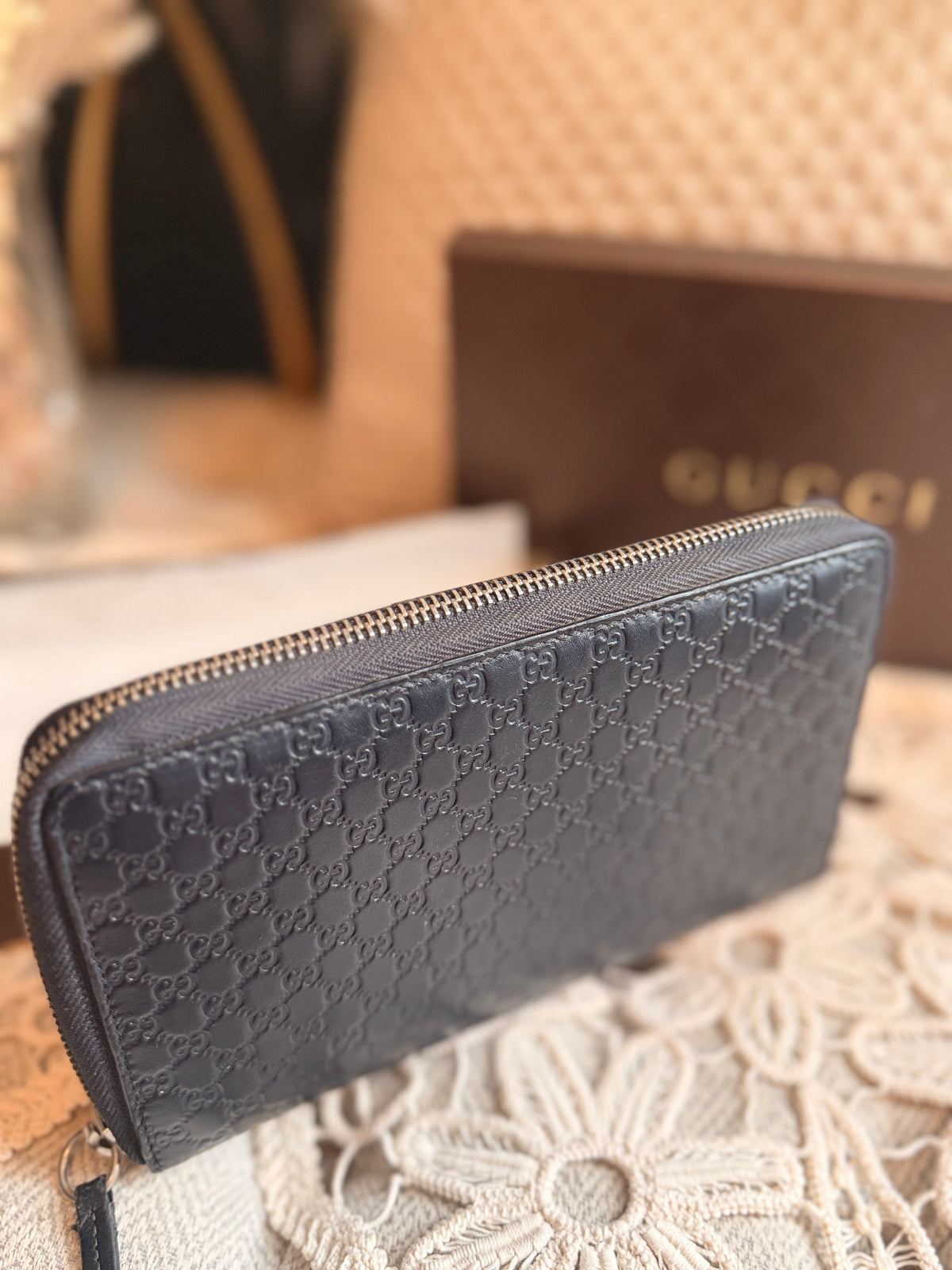 GUCCI
Blue Micro Guccissima Leather Long Zippy Organizer Wallet