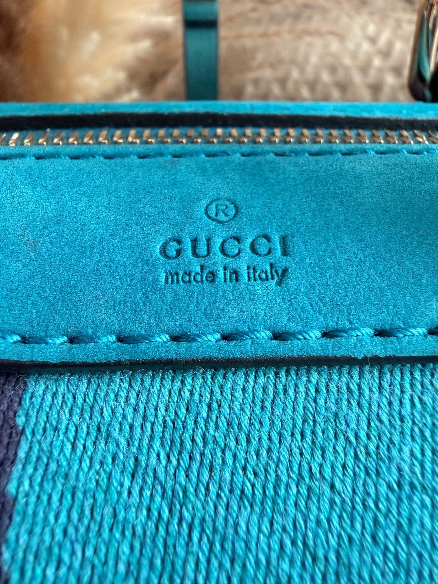 Gucci Nubuck Boston Bag with Adjustable Crossbody Strap