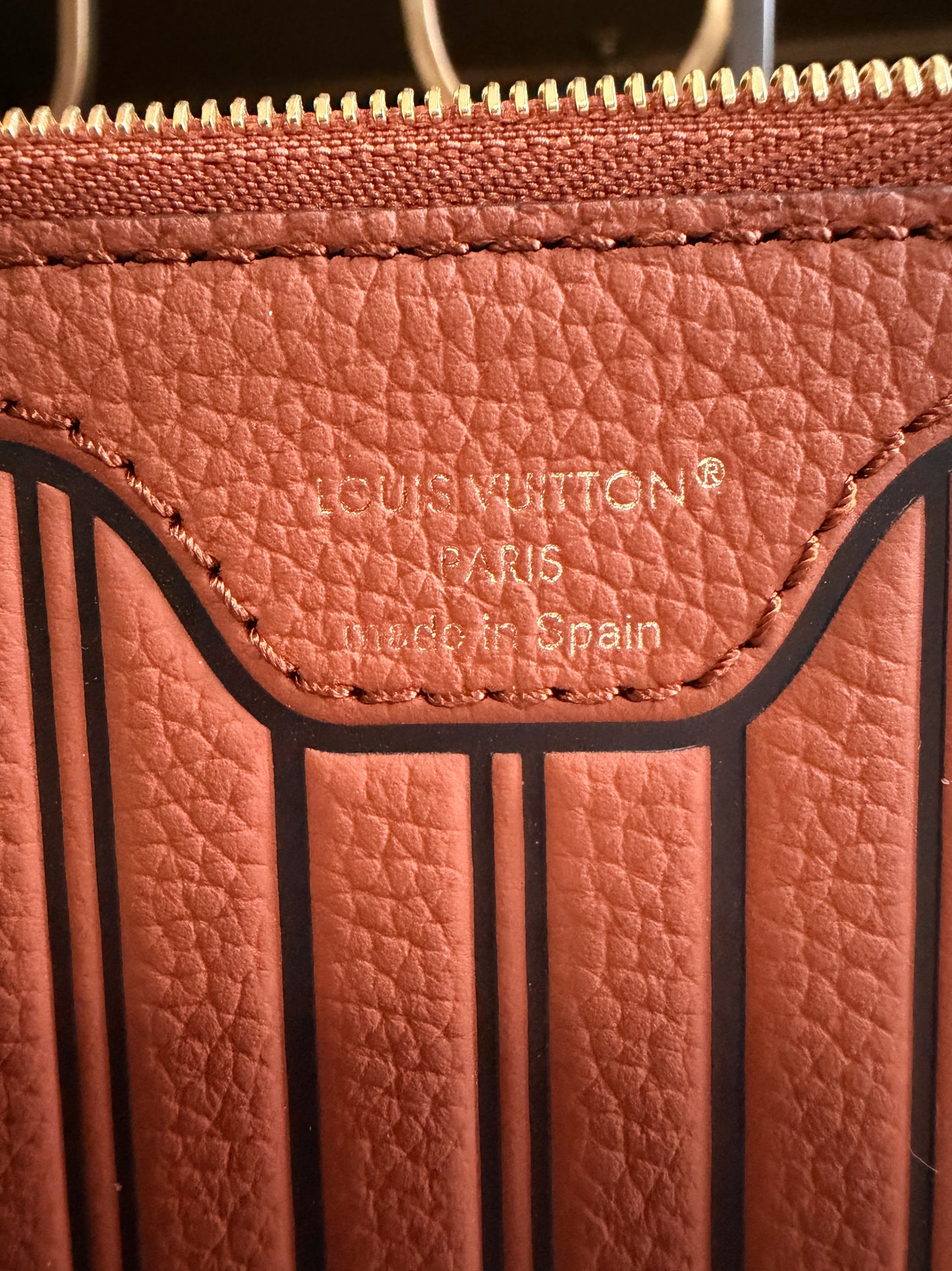 Louis Vuitton Calfskin Inside-Out Neverfull Pouch in Tan