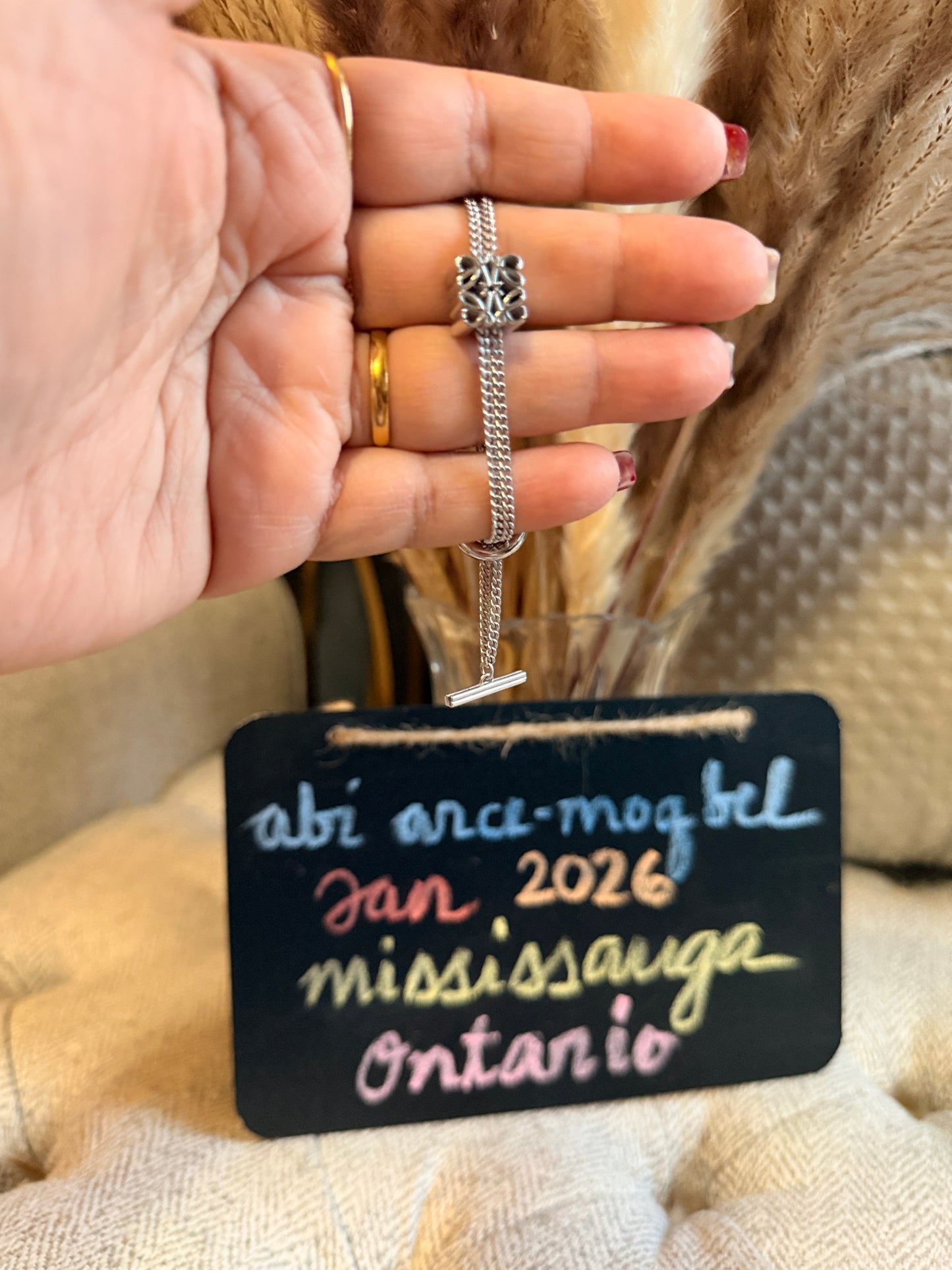 LOEWE Sterling Silver Anagram Toggle Bracelet