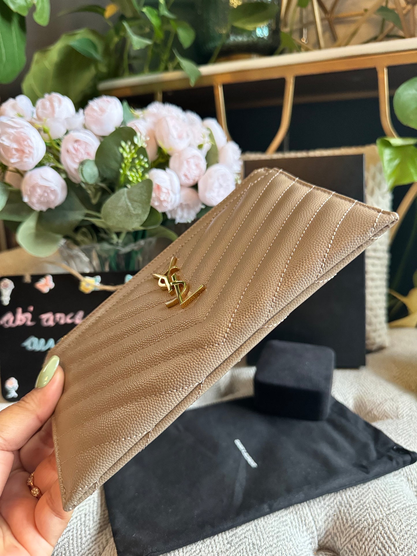 YSL Beige Bill Pouch