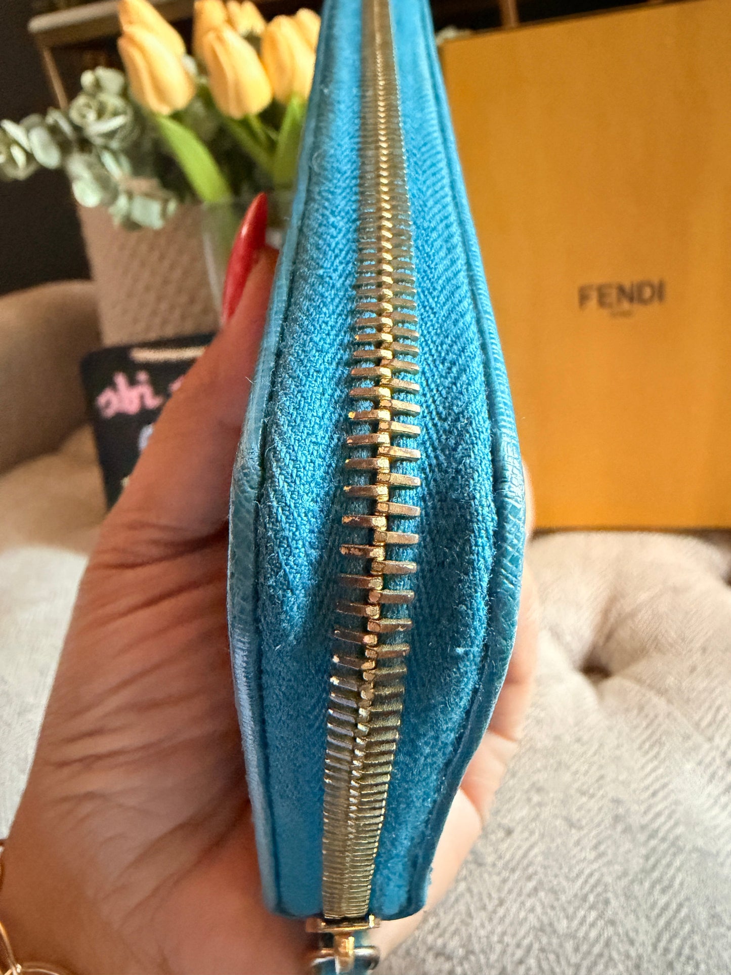 Fendi Zucca Turquoise Wallet