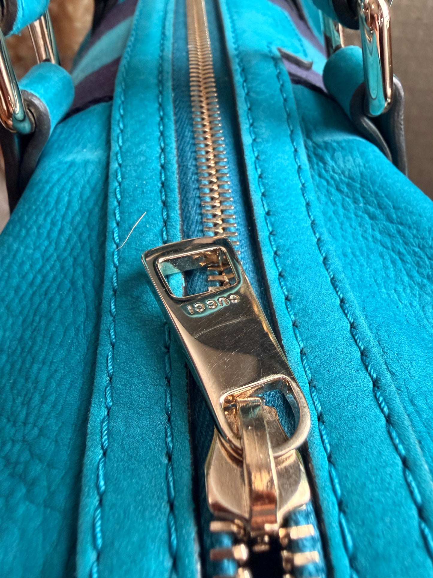 Gucci Nubuck Boston Bag with Adjustable Crossbody Strap