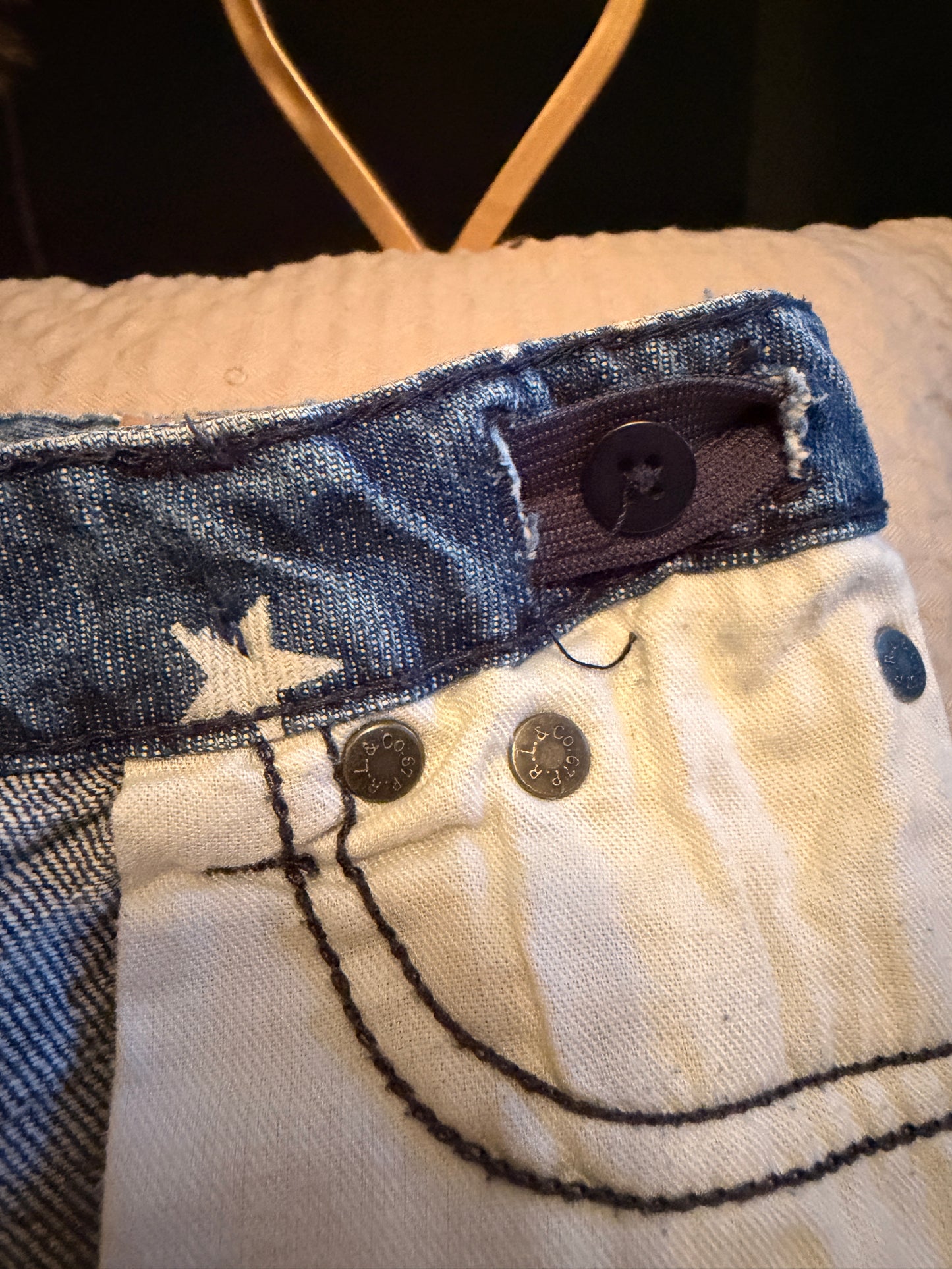 Polo by Ralph Lauren Girls' Denim Skirt with White Star Print - Blue