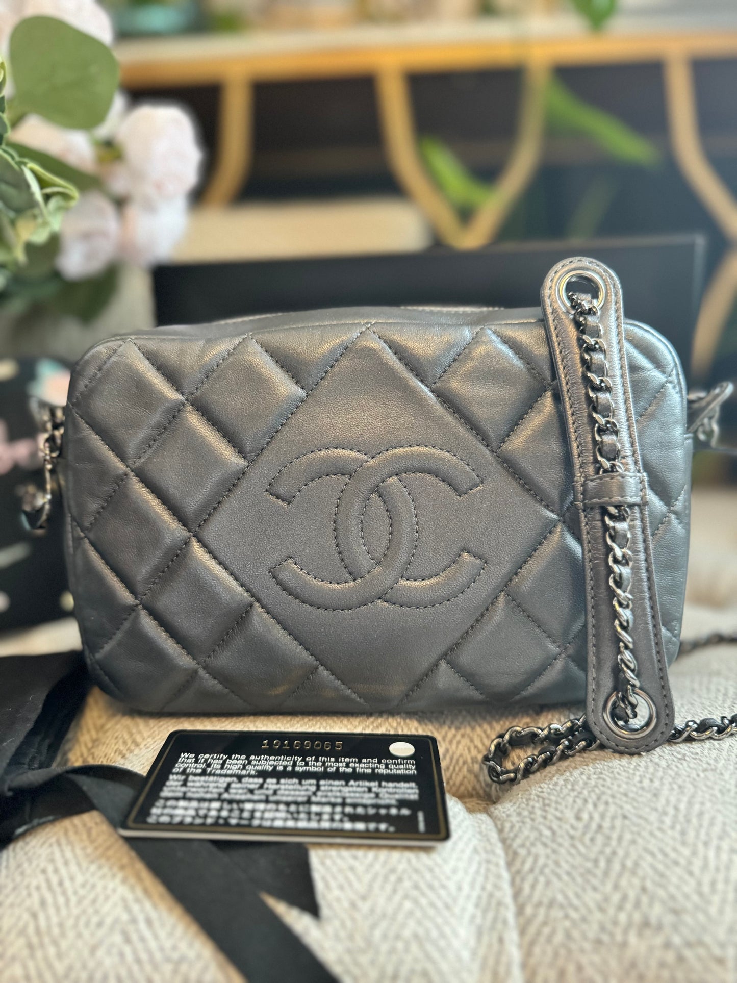 Chanel Diamond Stitch Camera Bag in Dark Silver Grey