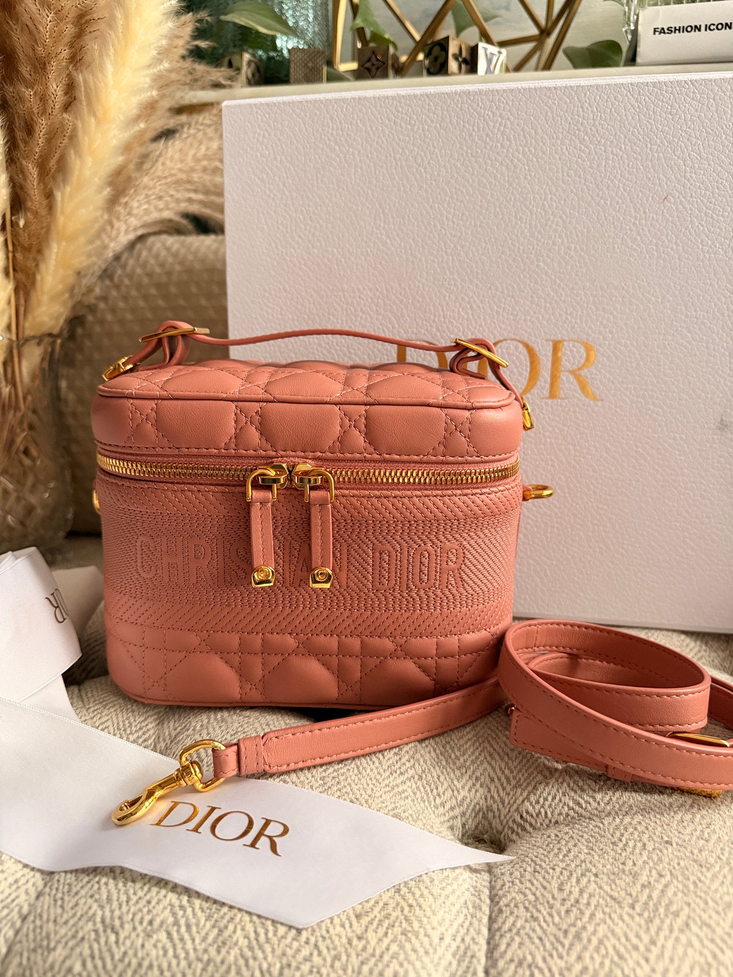 Christian Dior Lambskin Cannage Small Vanity Case
