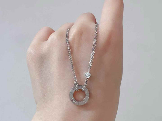 For PRE-ORDER ONLY-Cartier Love Pendant with two diamonds on a double chain