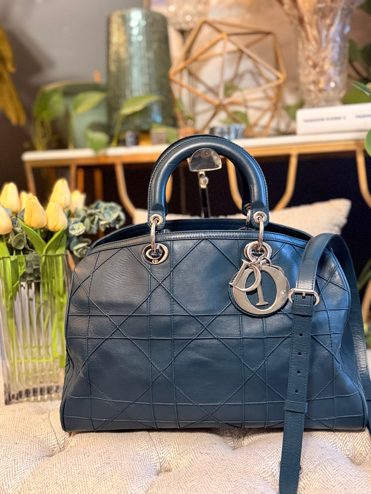 Dior Granville Leather Boston Bag