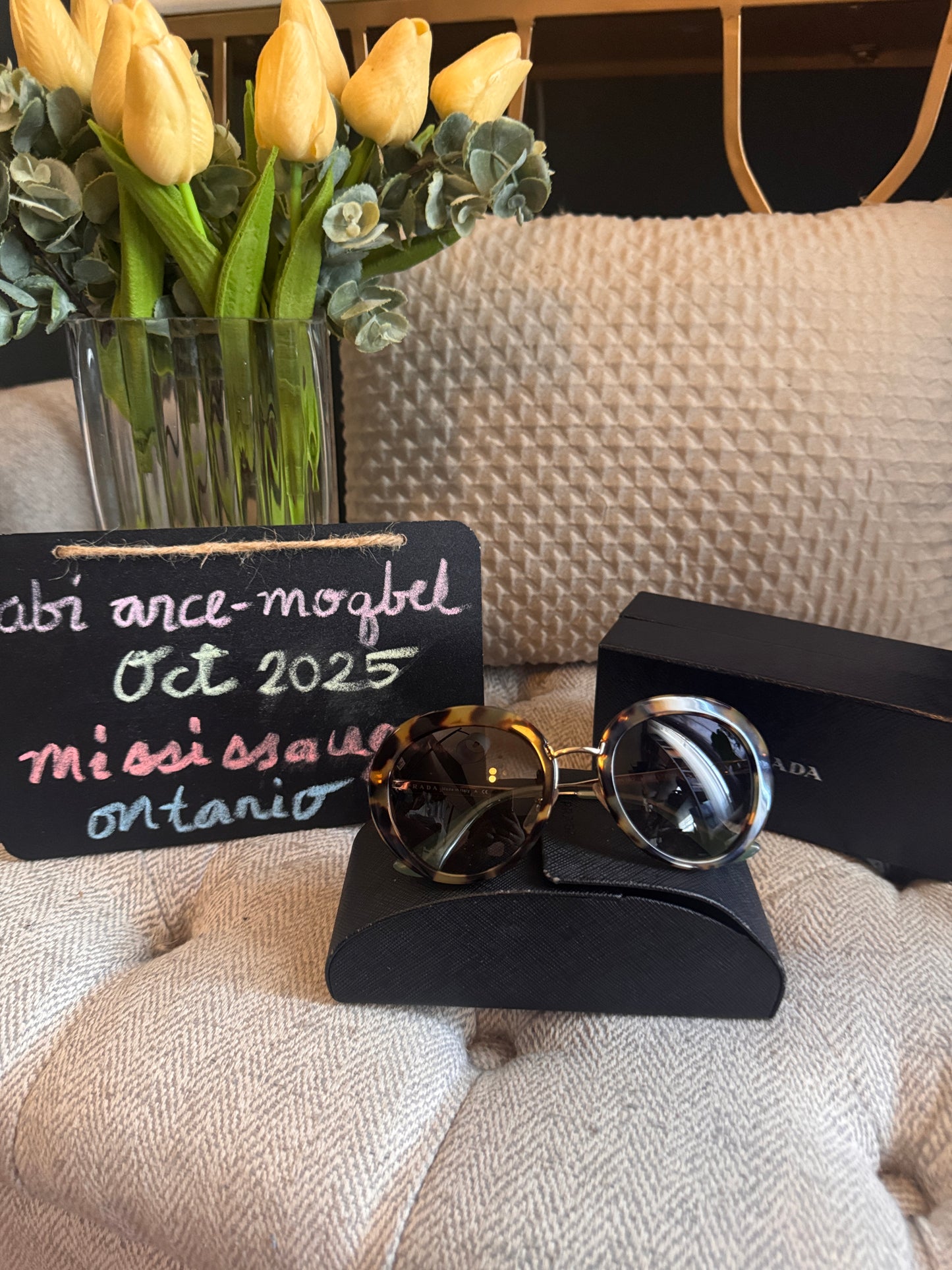 Prada Cinema Round in Leopard Frame and mint green accents