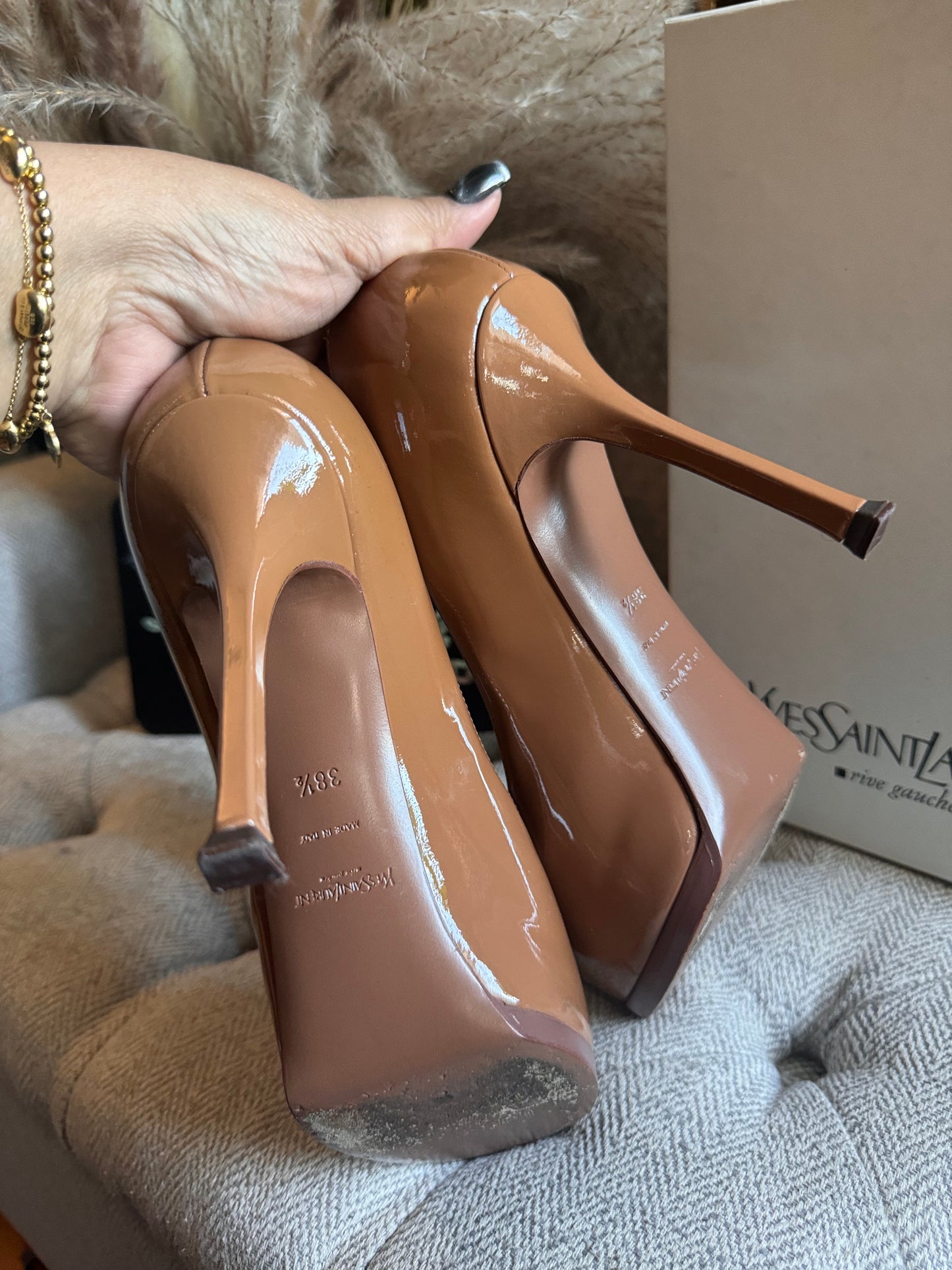 YSL Soft Nude Tribtoo 80 pump Vitello Vernice size 38.5