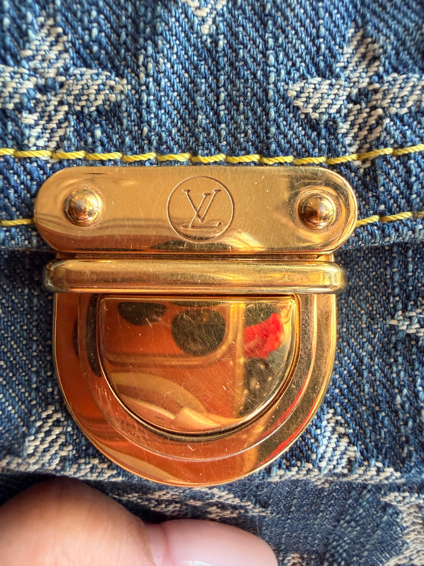 Louis Vuitton Blue Monogram Denim Pochette Plat clutch