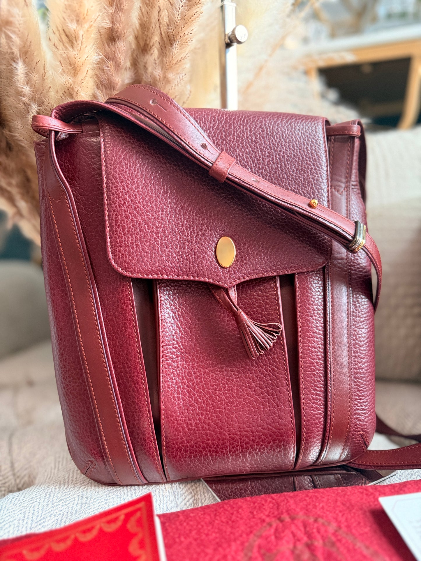 Cartier Vintage Burgundy Leather Crossbody