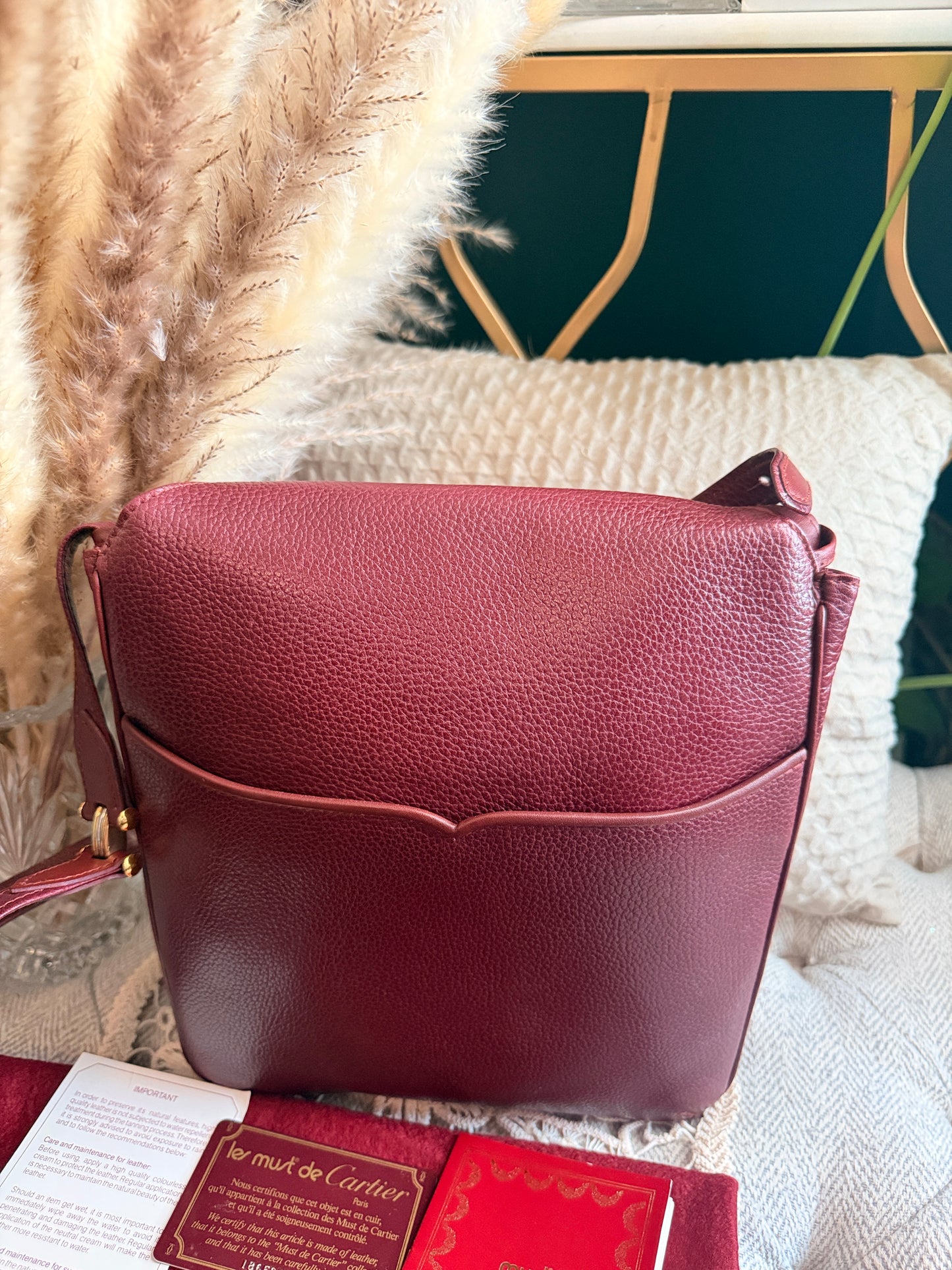 Cartier Vintage Burgundy Leather Crossbody