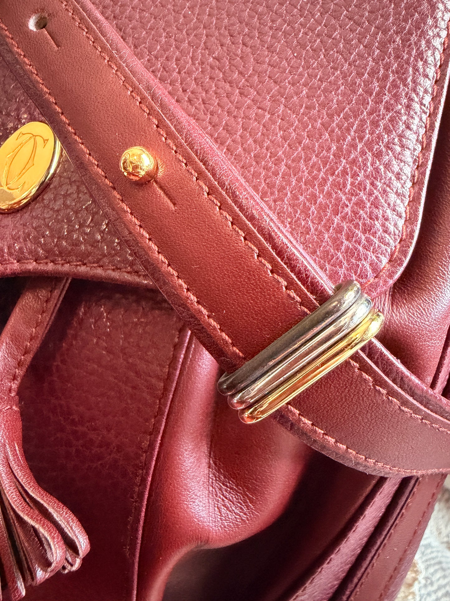 Cartier Vintage Burgundy Leather Crossbody