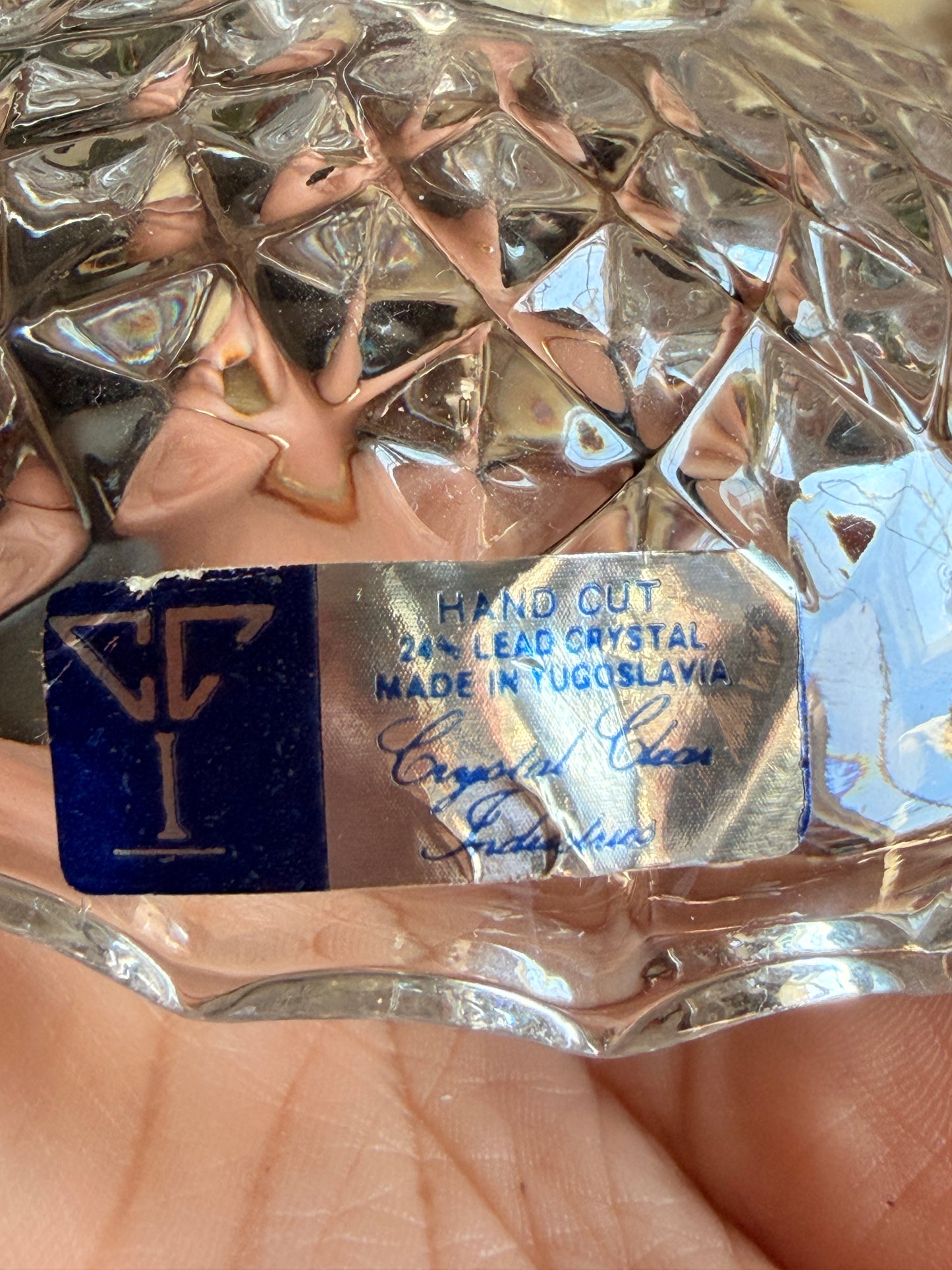 Handcut 24% Lead Crystal Made in Yugoslavia