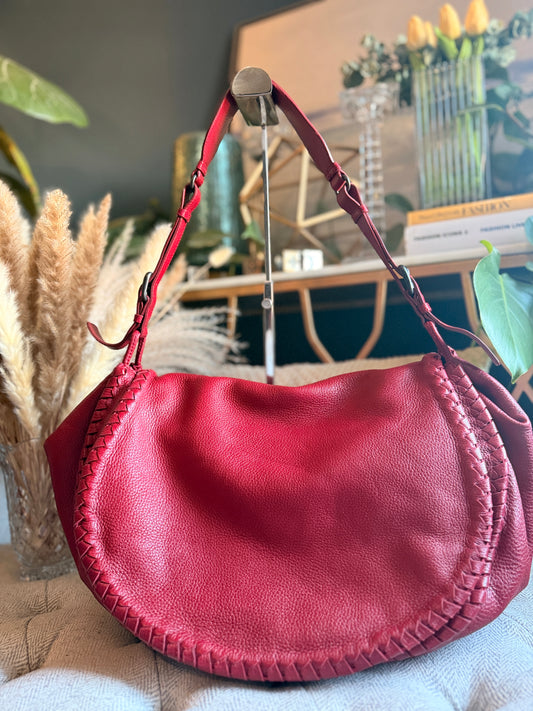 Bottega Veneta Red Cervo Leather Flap Bag