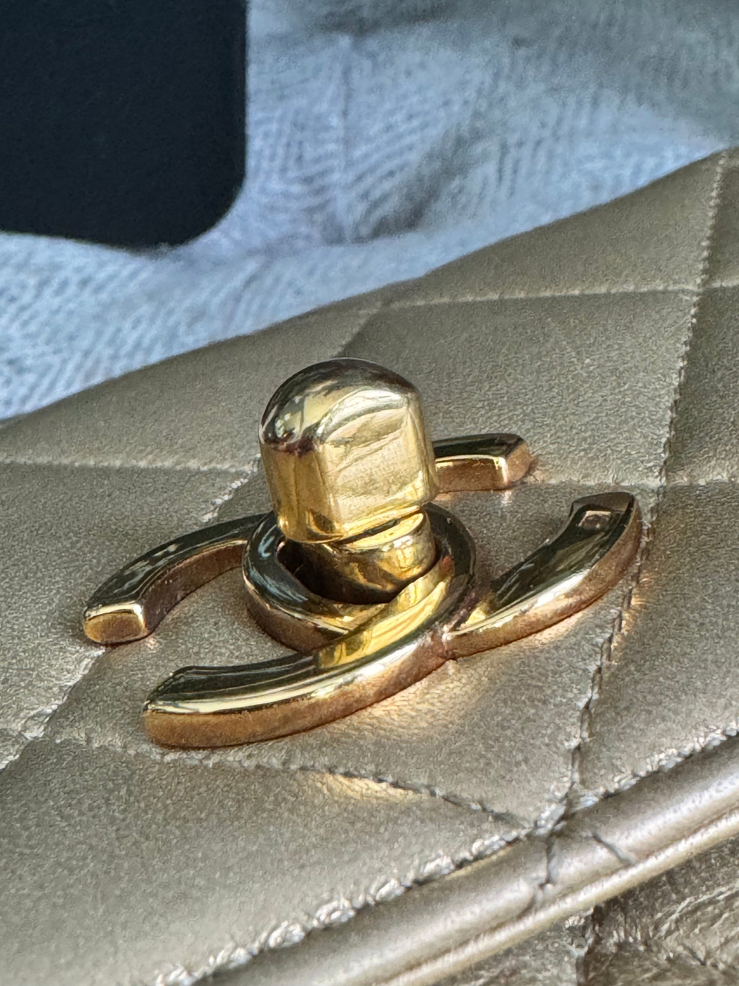 Chanel Metallic Lambskin Quilted Mini Flap in Gold