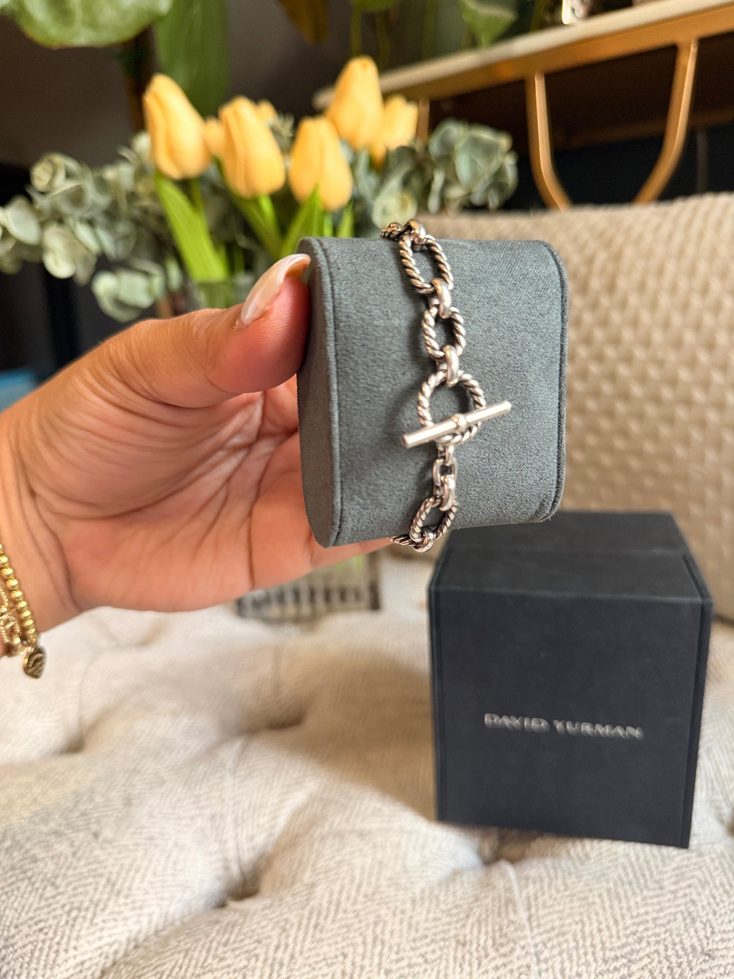 David Yurman Cushion Chain Toggle bracelet with Sapphires