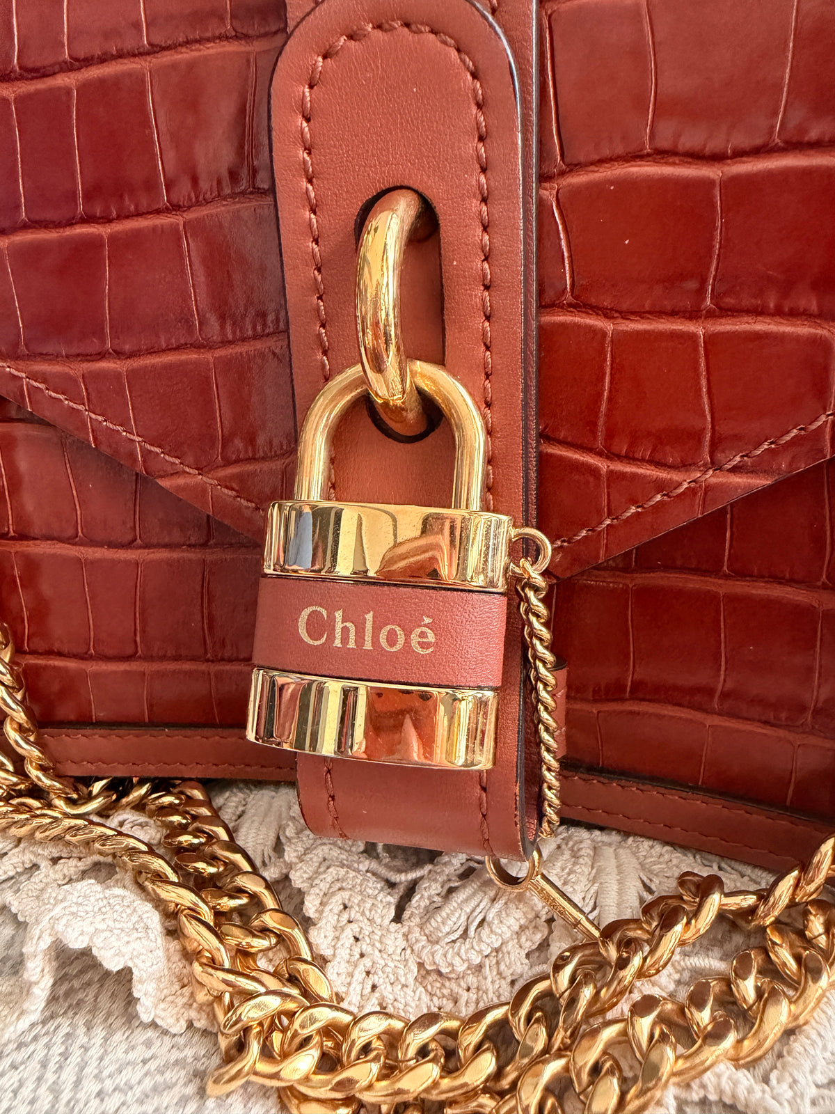 Chloe Aby Chain Bag -Croc Embossed