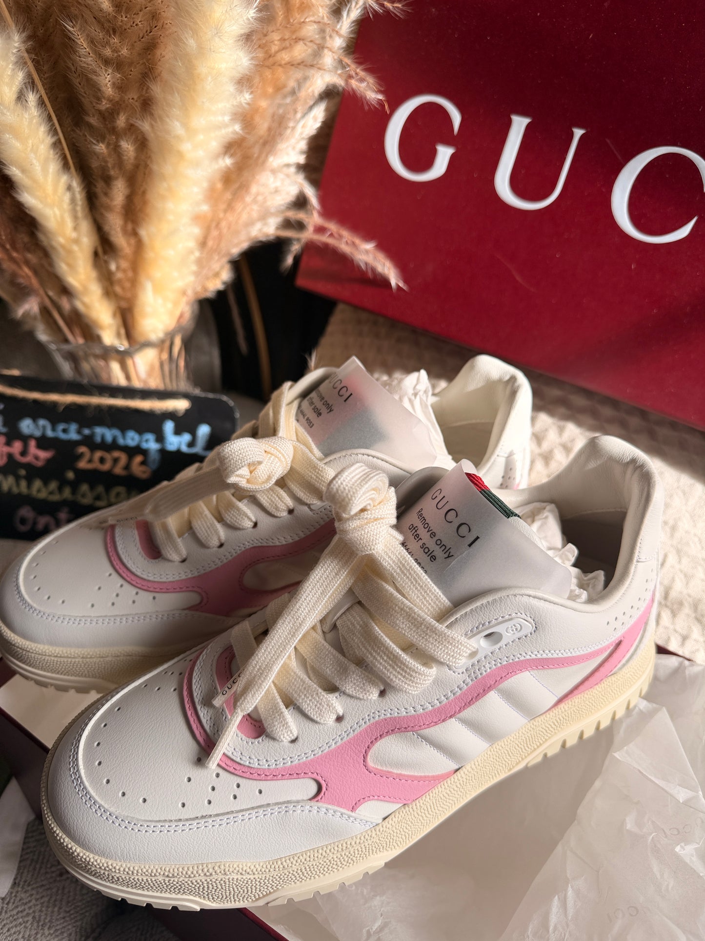 New in Box Gucci Re-Web Sneakers Pink/White | Size 37 | Brand New in Box