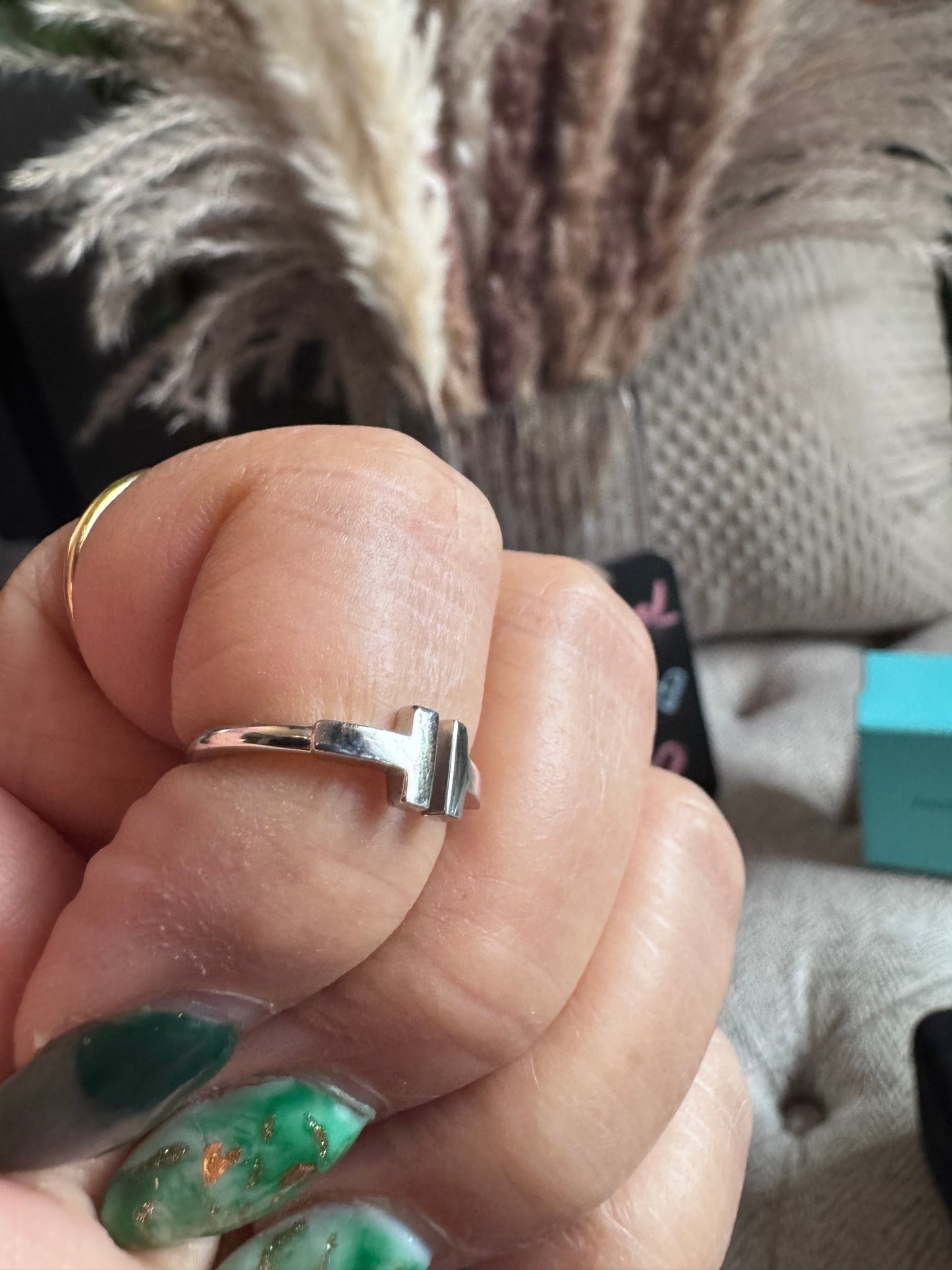 Tiffany&Co T Wire Ring in White Gold sz4.25