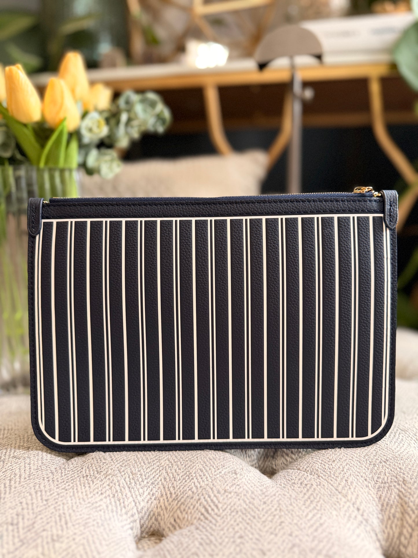 Louis Vuitton Calfskin Inside-out Neverfull Pouch in Navy