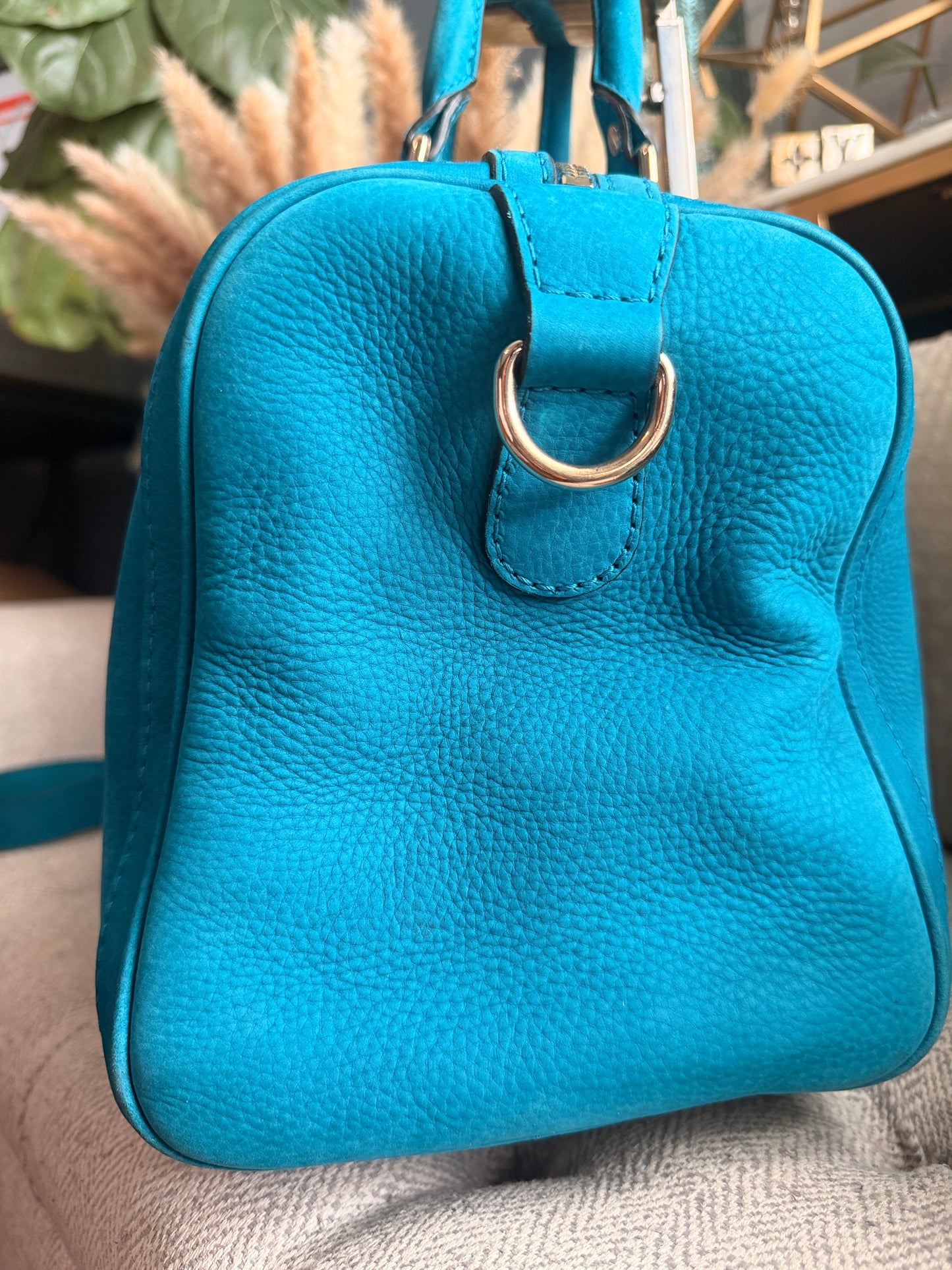 Gucci Nubuck Boston Bag with Adjustable Crossbody Strap
