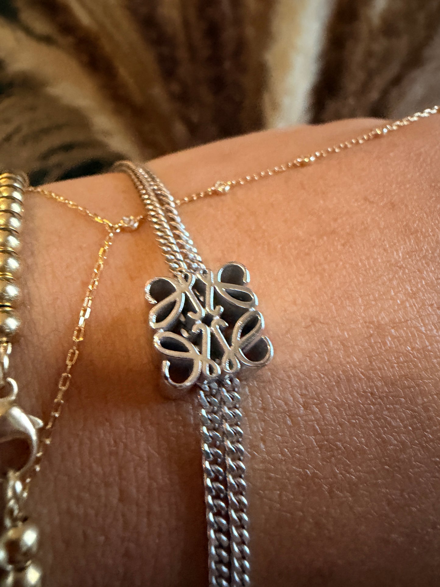LOEWE Sterling Silver Anagram Toggle Bracelet